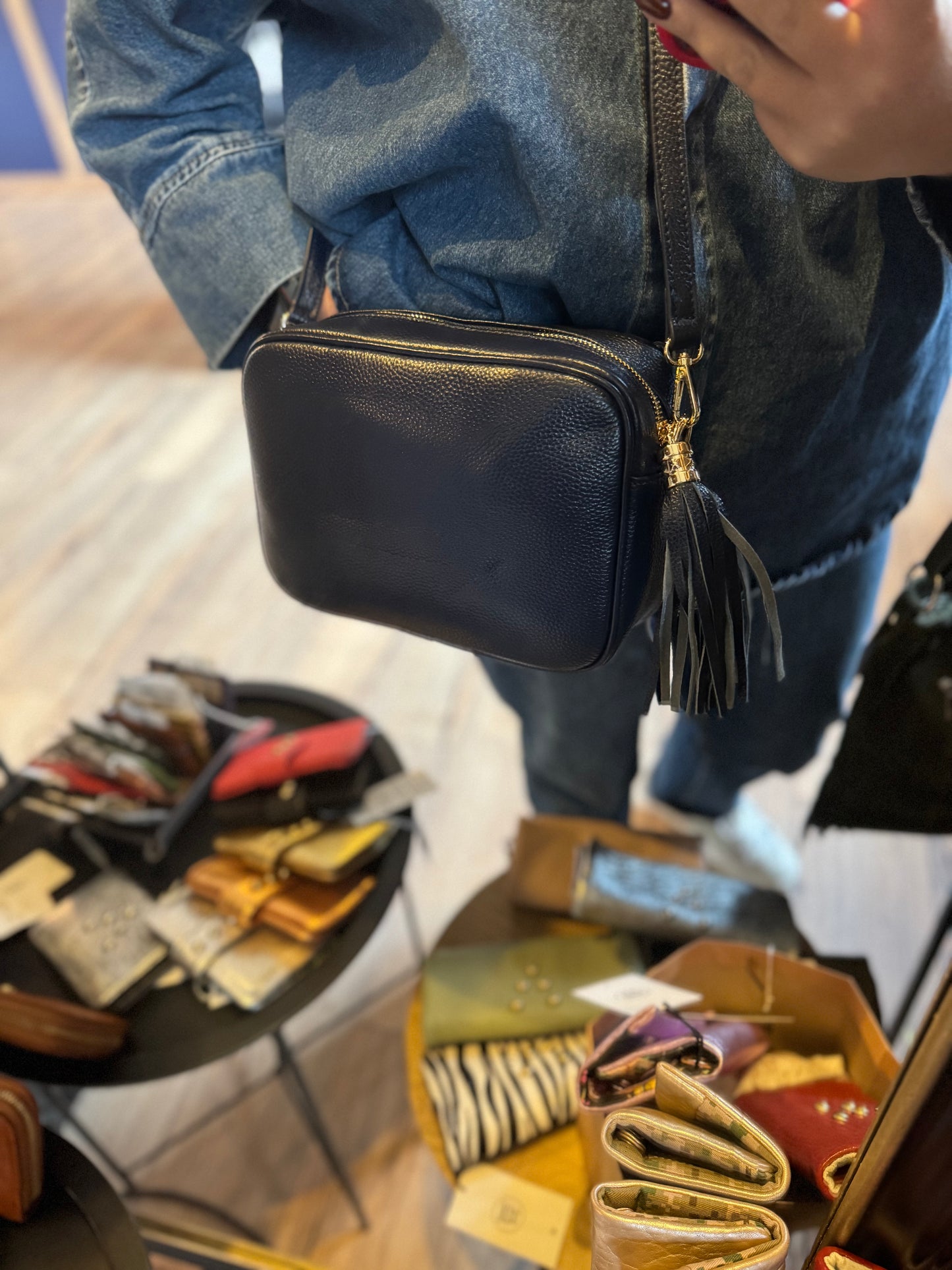 Sac MARINA cuir grainé - bleu marine