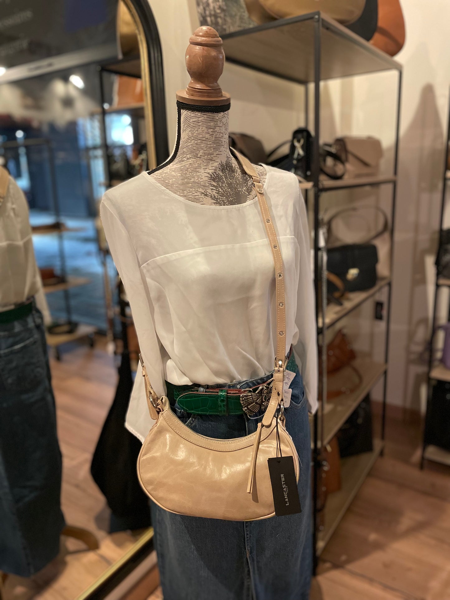 Sac Demi Lune - Rétro & Glam beige -LANCASTER -
