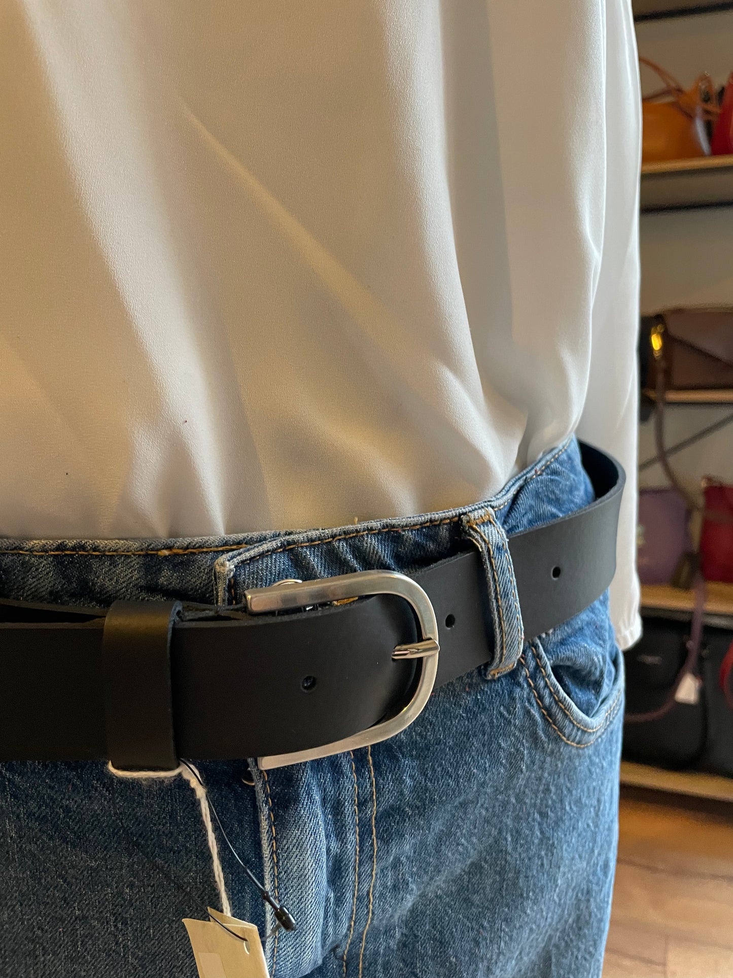 Ceinture en cuir noir "Marie"