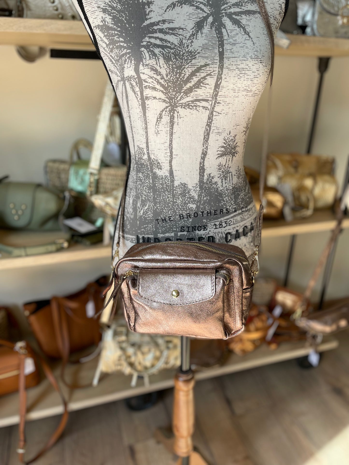Sac cuir irisé coloris Bronze - Noémie