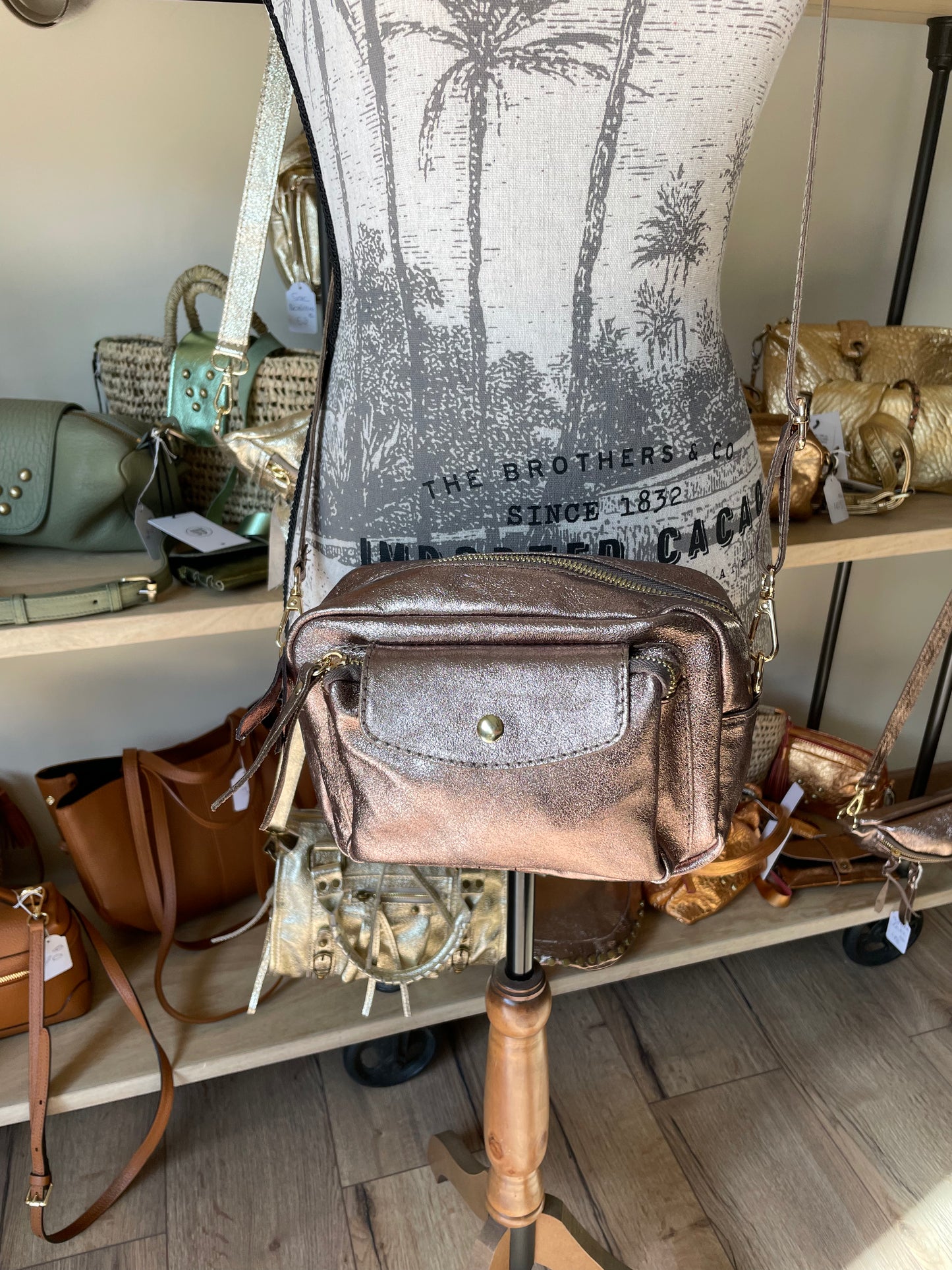 Sac cuir irisé coloris Bronze - Noémie
