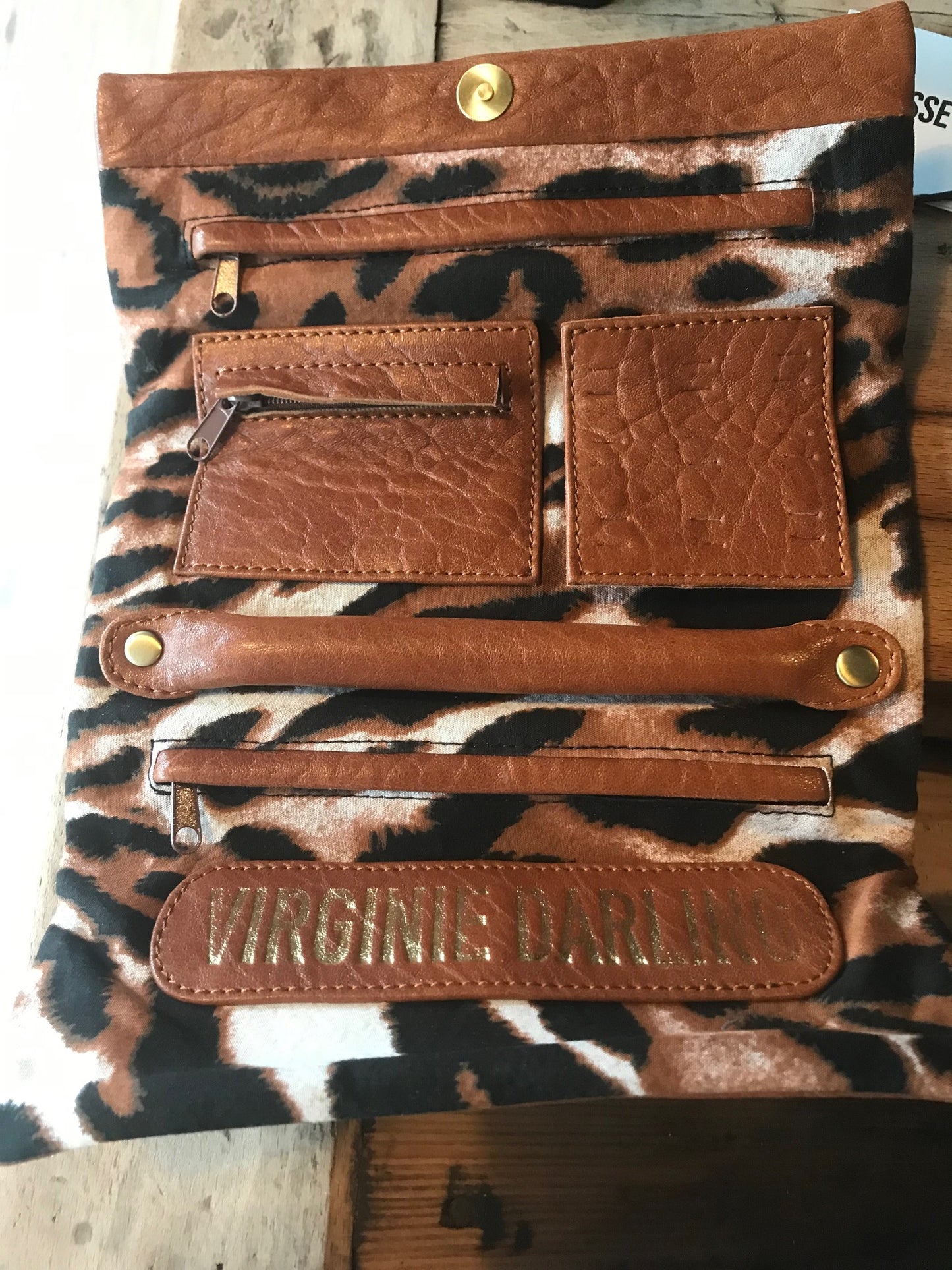 Pochette à bijoux en cuir Camel - VIRGINIE DARLING