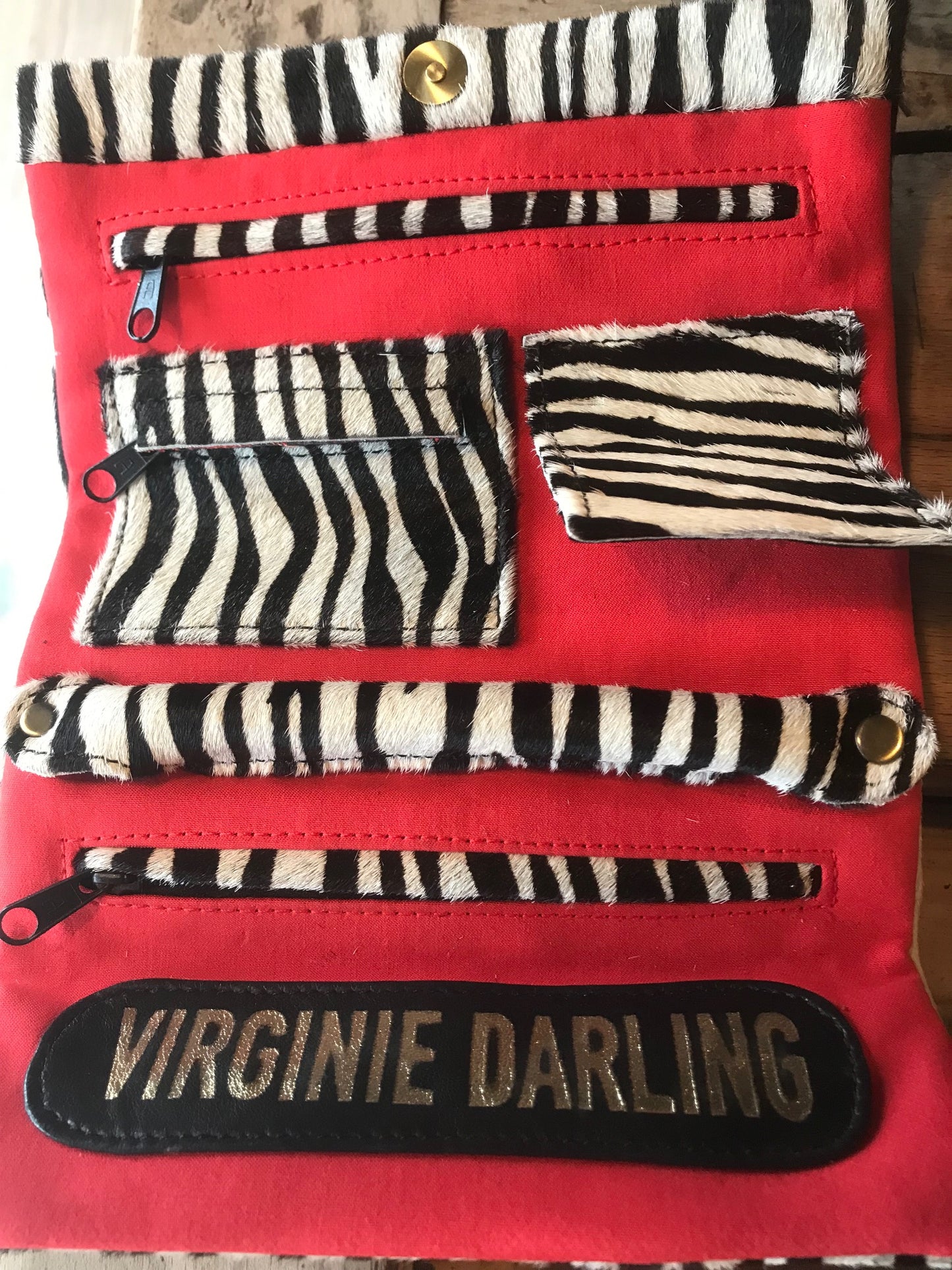 Pochette à bijoux en cuir Pony Zèbre - VIRGINIE DARLING