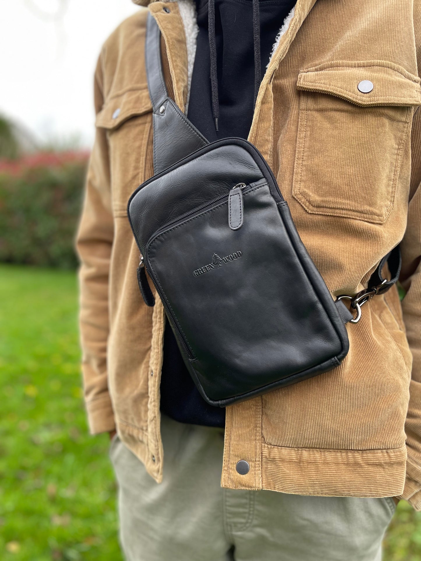 Sac bandoulière Crossbody en cuir noir - Greenwood