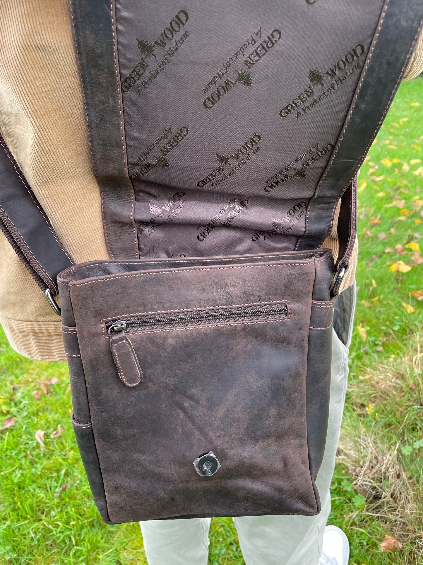 Sac messager/ Sac bandoulière en cuir au look vintage coloris Brun/ Roméo - Greenwood