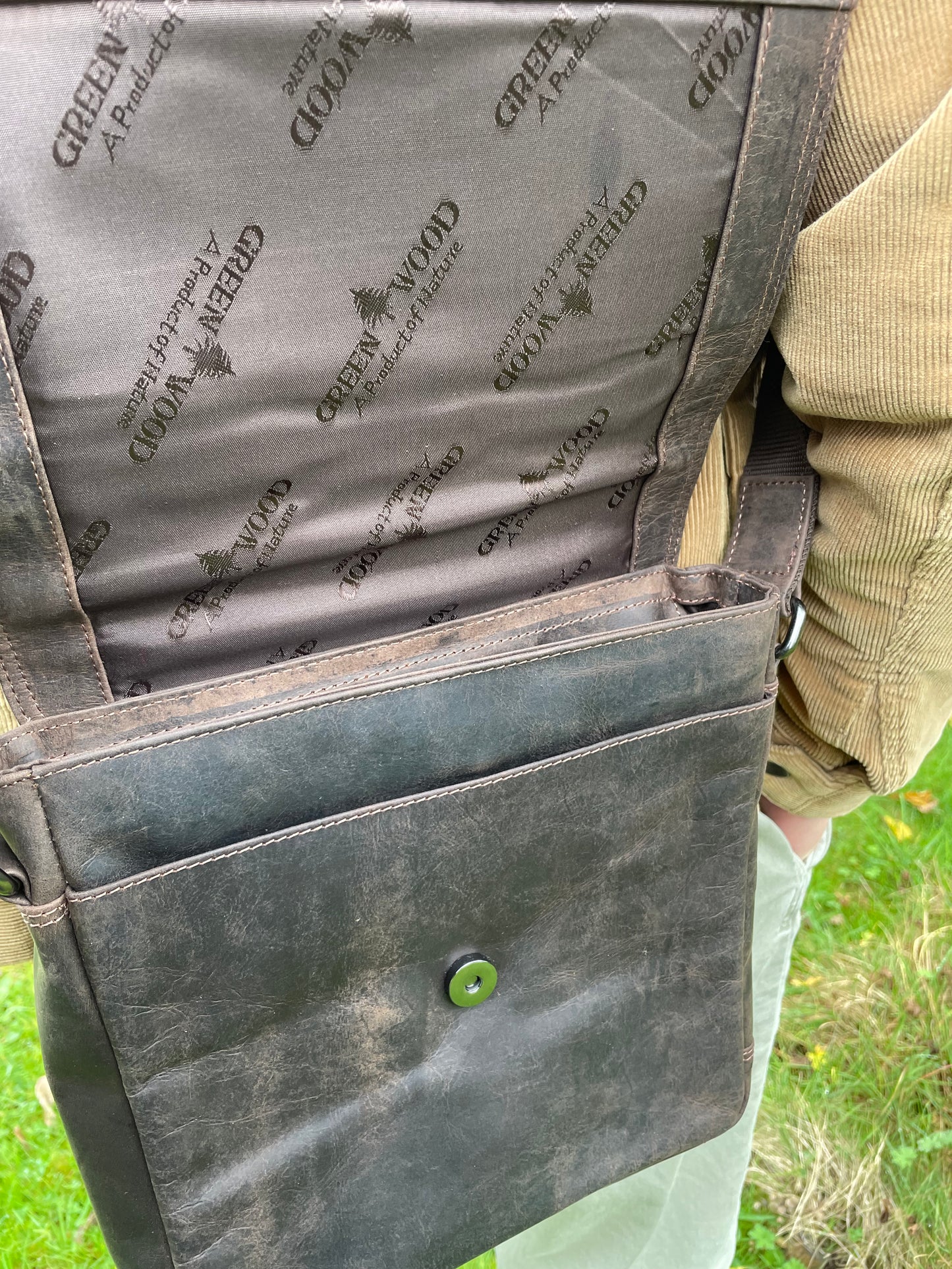 Sac messager/ Sacoche bandoulière en cuir au look vintage coloris brun / Greenwood