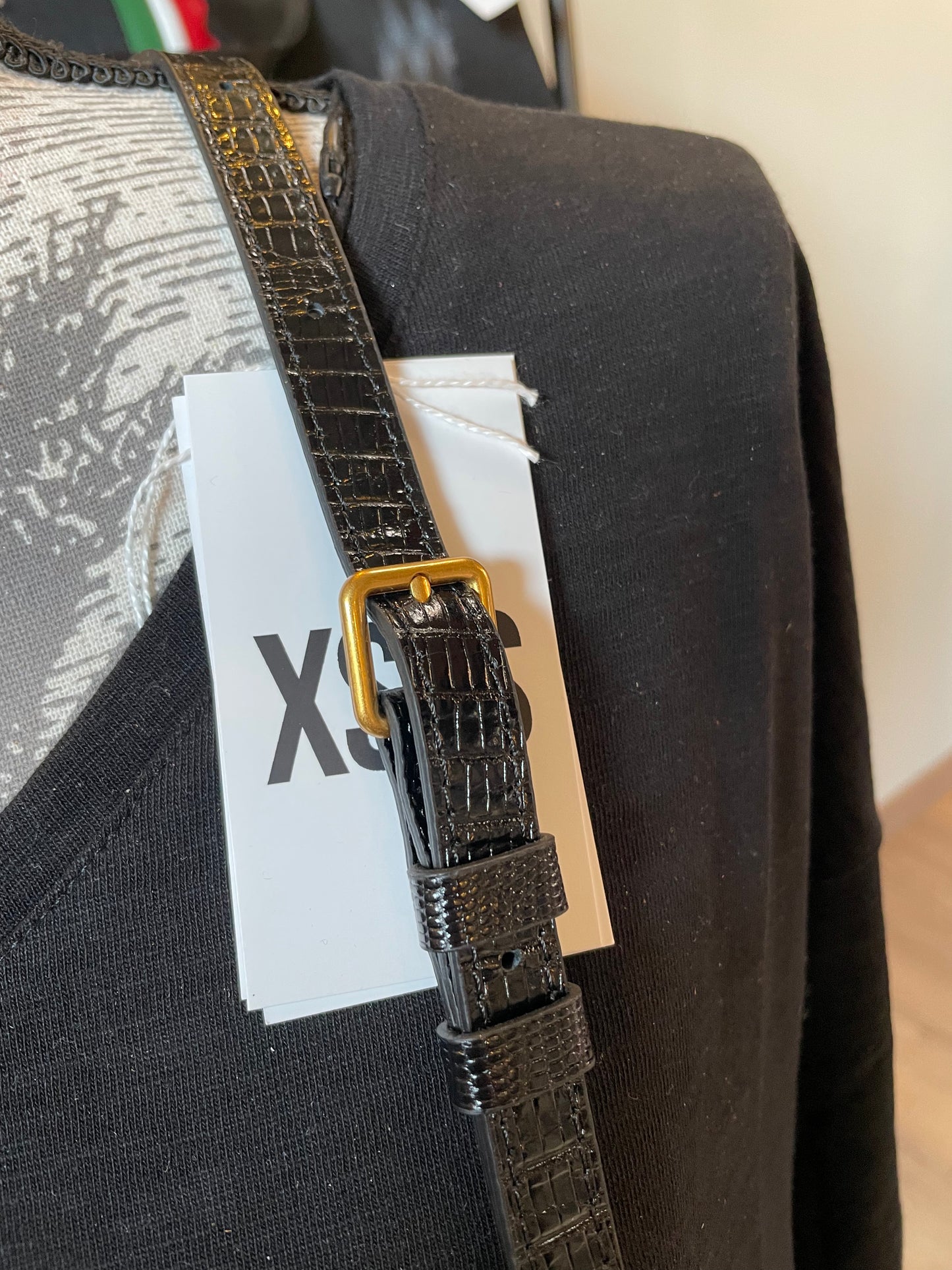 Sac baguette Croco Ily Exotic lézard noir - Lancaster