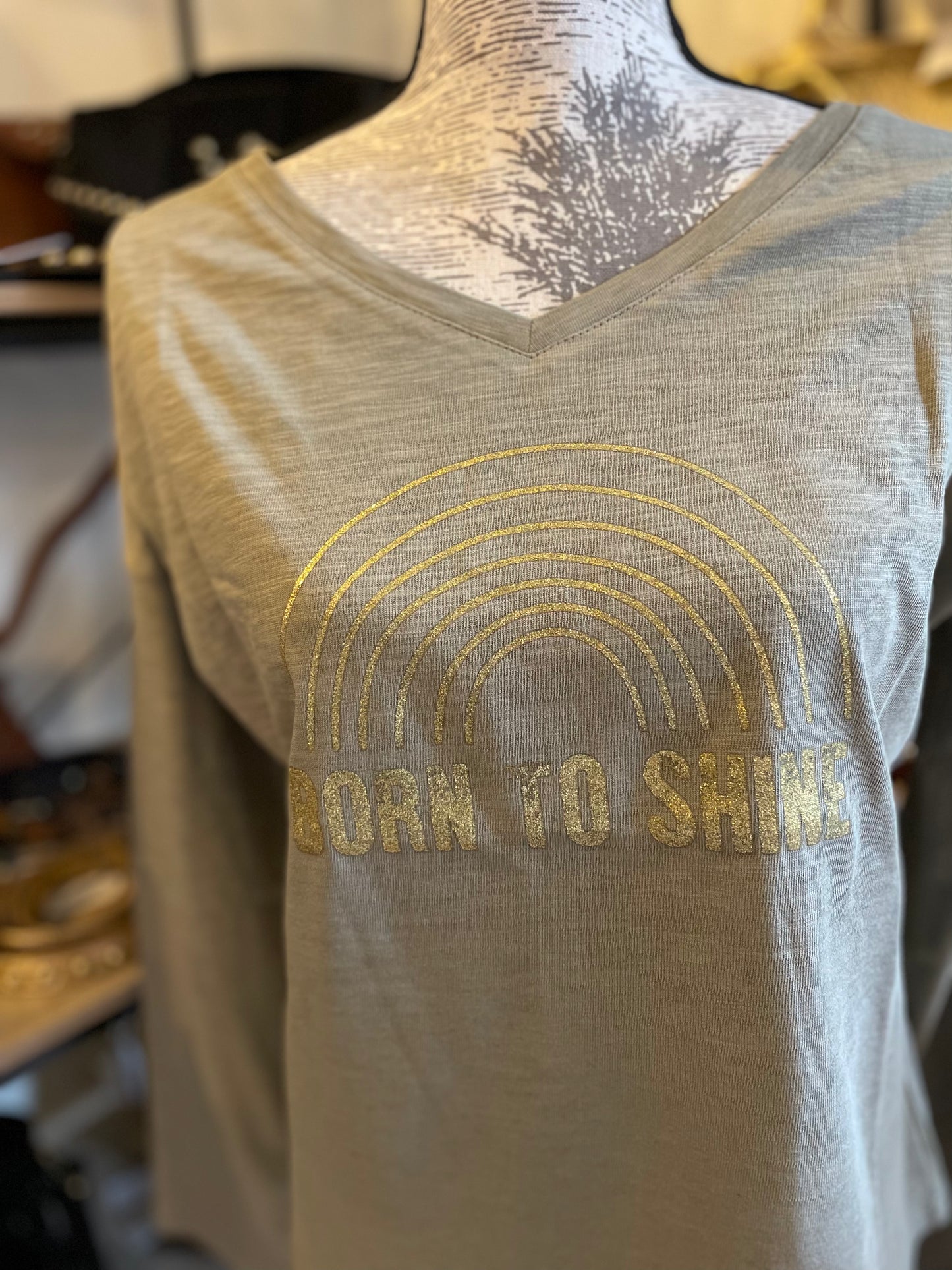 Tee shirt coloris écureuil /manches longues /Born To Shine - Virginie Darling
