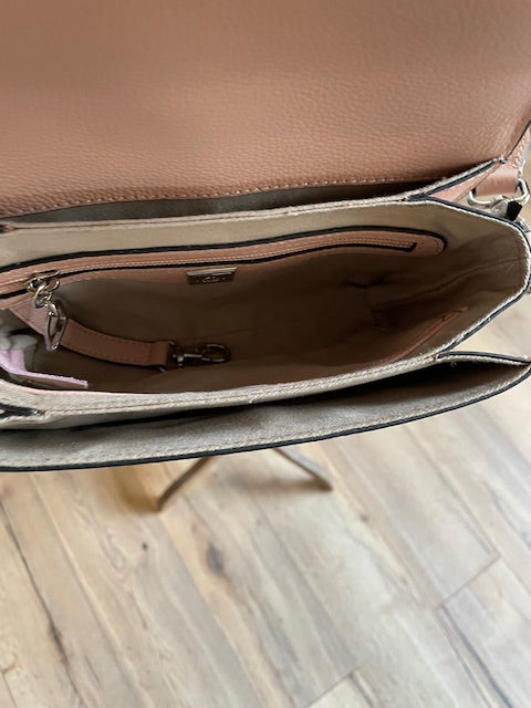 Sac bandoulière en cuir ALTESSE rose poudre - ETRIER