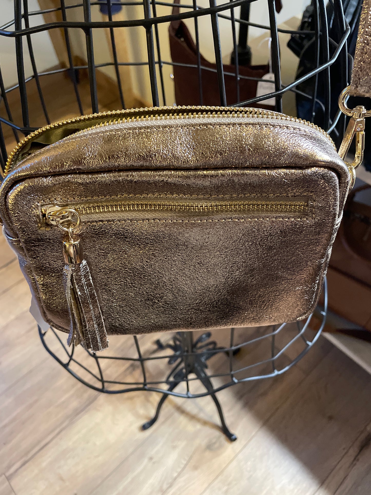 Sac SACHA en cuir irisé bronze