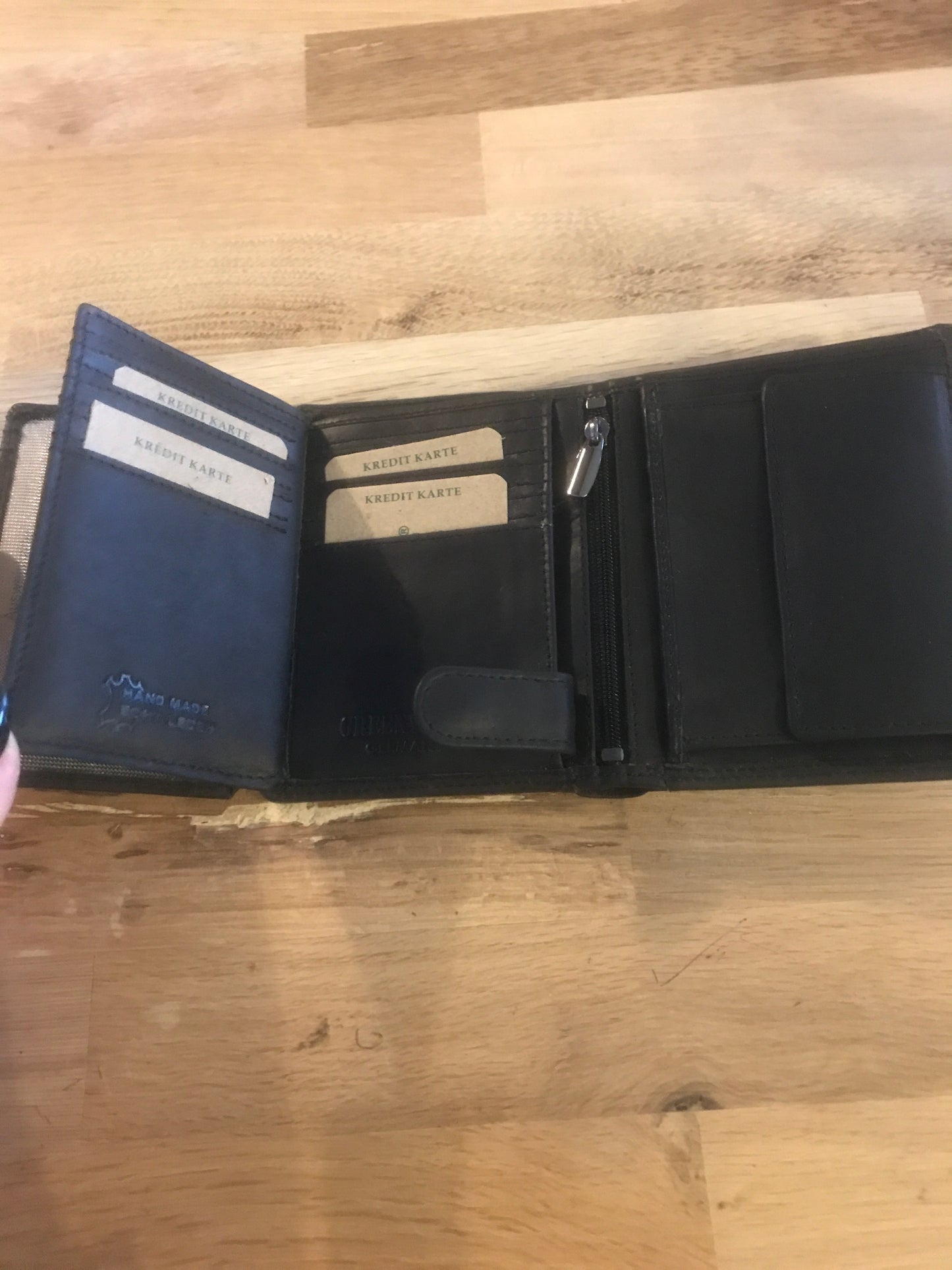 Portefeuille/porte-cartes/porte-monnaie en cuir noir Greenwood