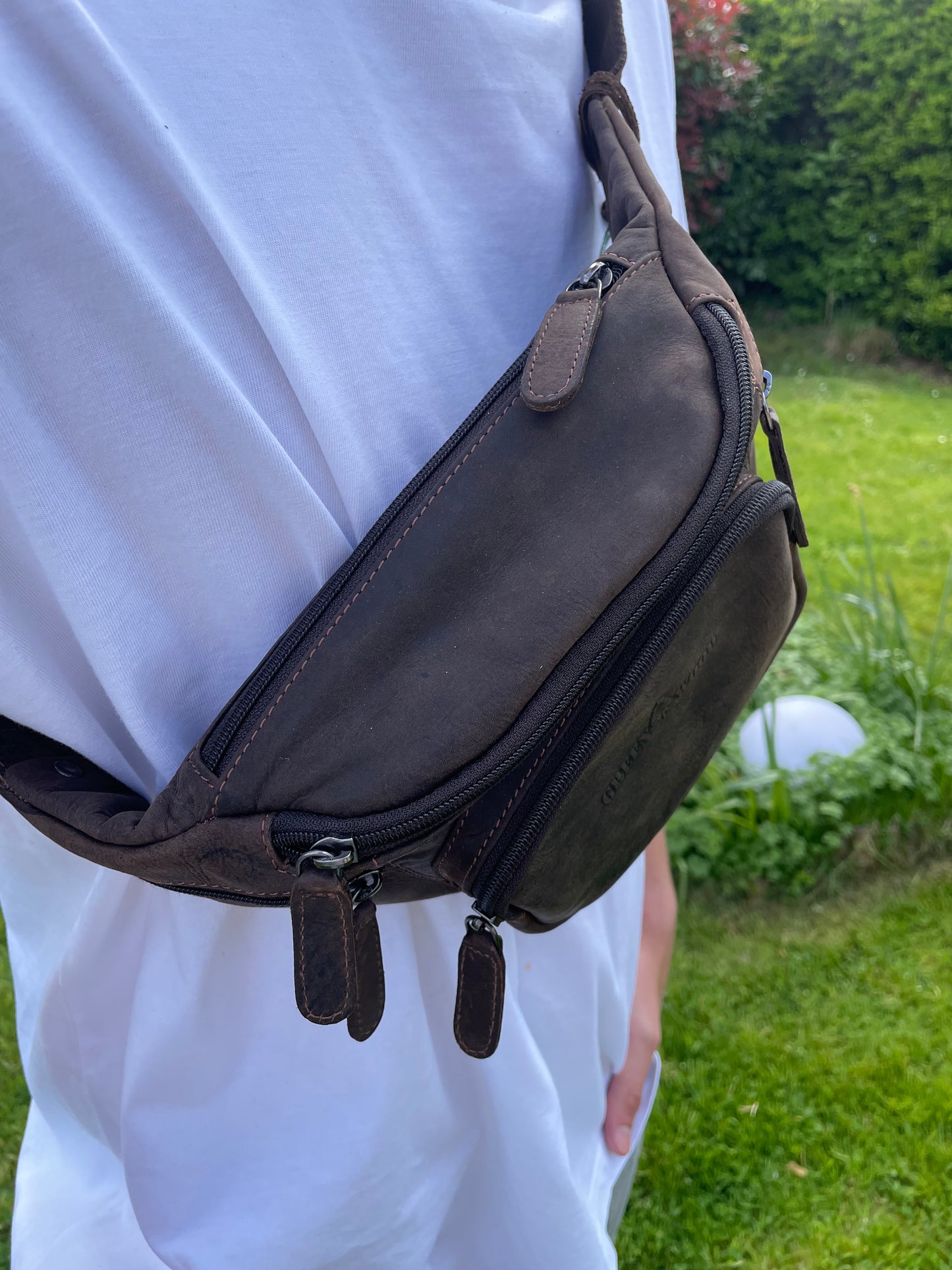 Sac banane Julien en cuir au look vintage brun (mixte)