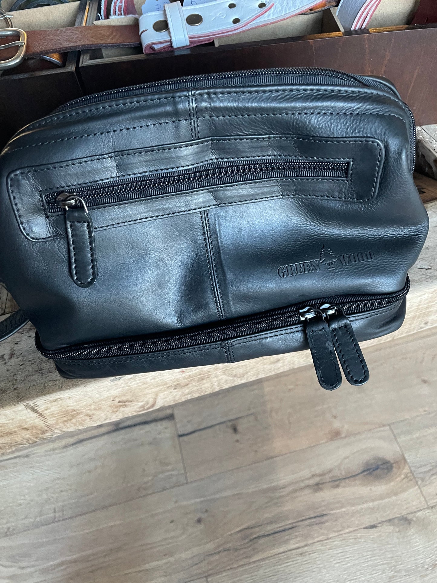 Trousse de toilette en cuir noir - Greenwood