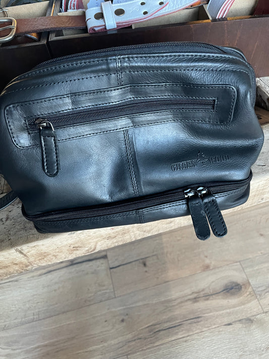Trousse de toilette en cuir noir - Greenwood