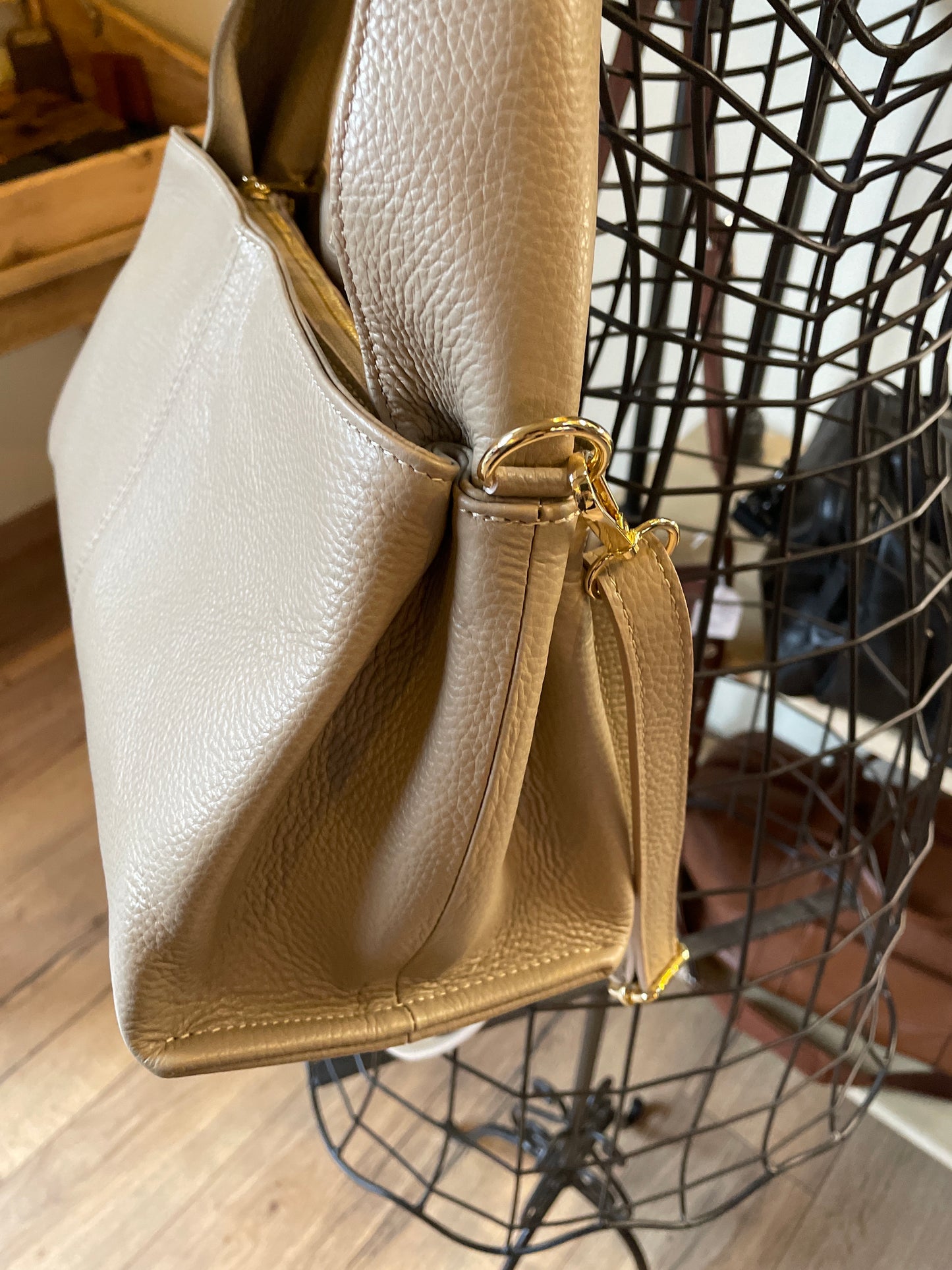 Sac Paula en cuir grainé Taupe