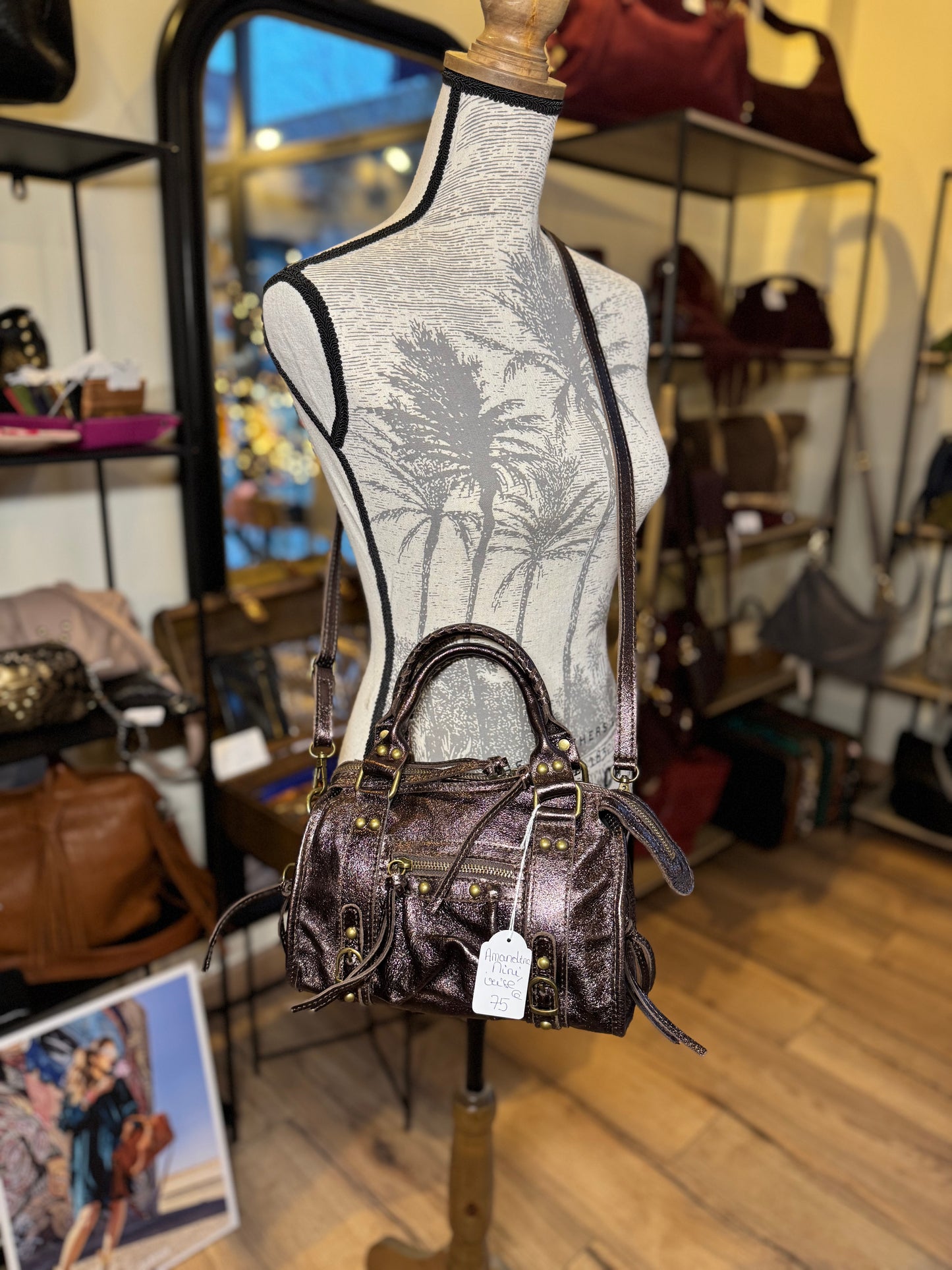 Sac Amandine mini coloris brun irisé