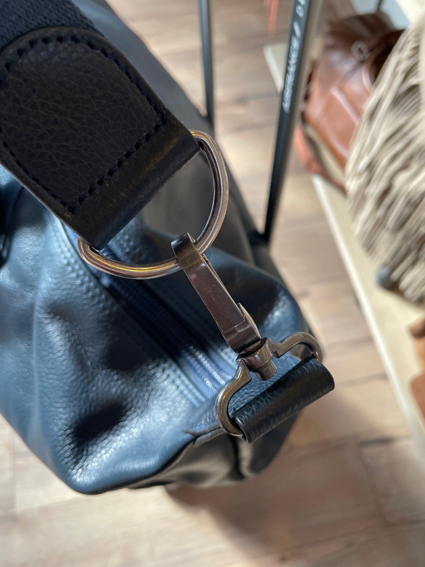 Sac de voyage Flandres en cuir marine - Étrier