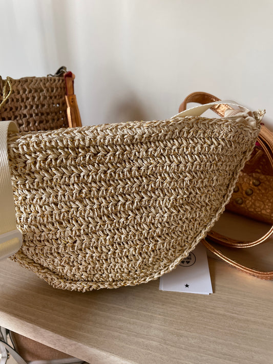 Banane demi lune tressée ROMY beige