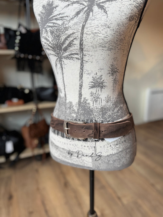 Ceinture mixte en cuir Marron "Chris"