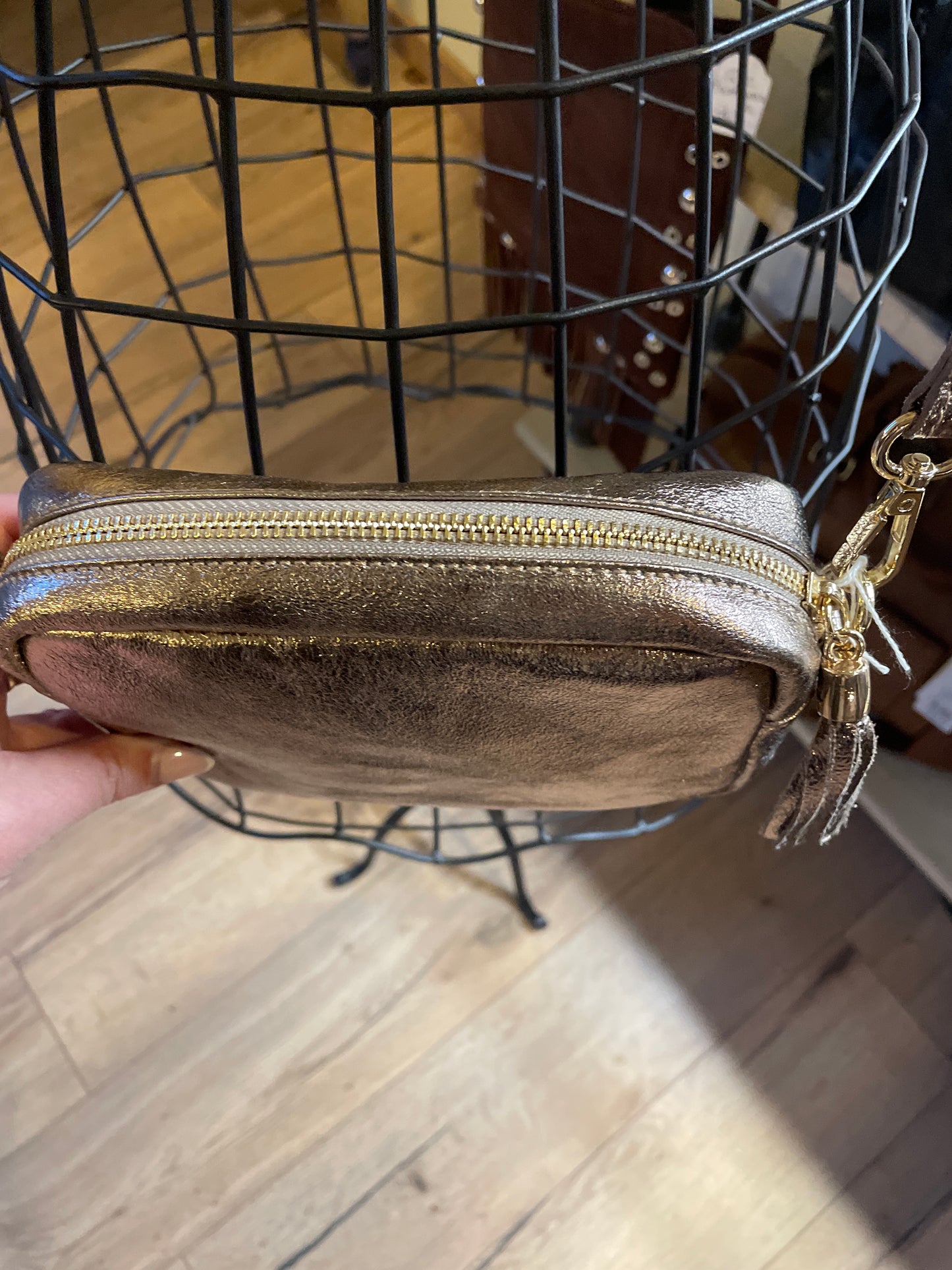 Sac SACHA en cuir irisé bronze