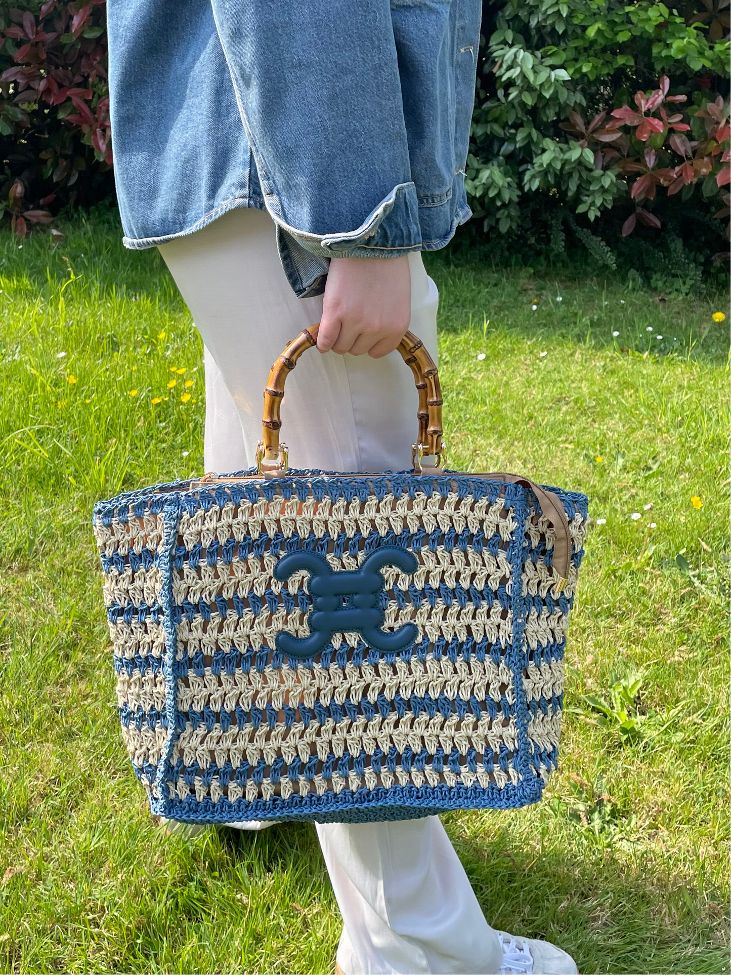 Panier Alba taupe/bleu jean