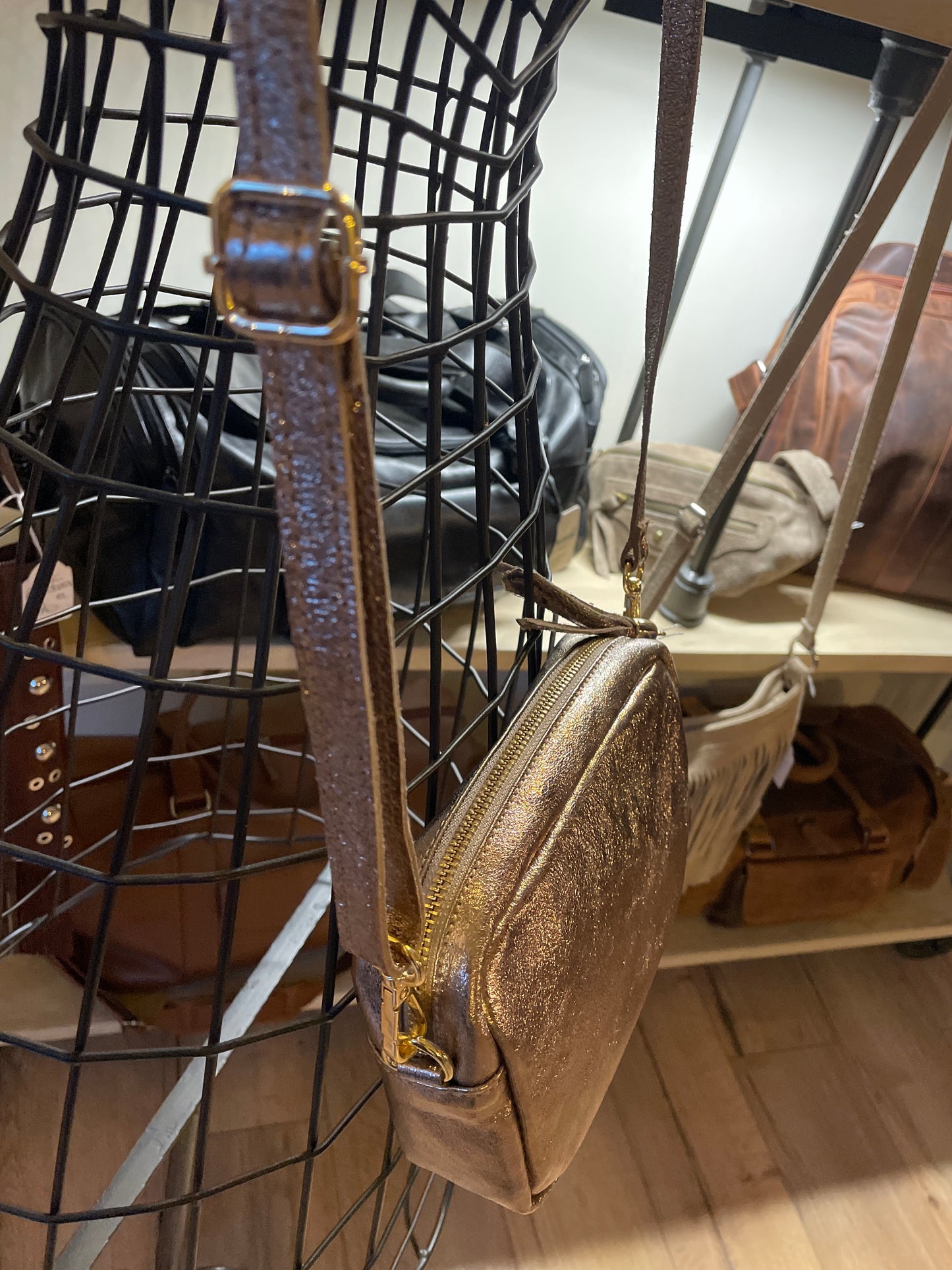 Sac SACHA en cuir irisé bronze