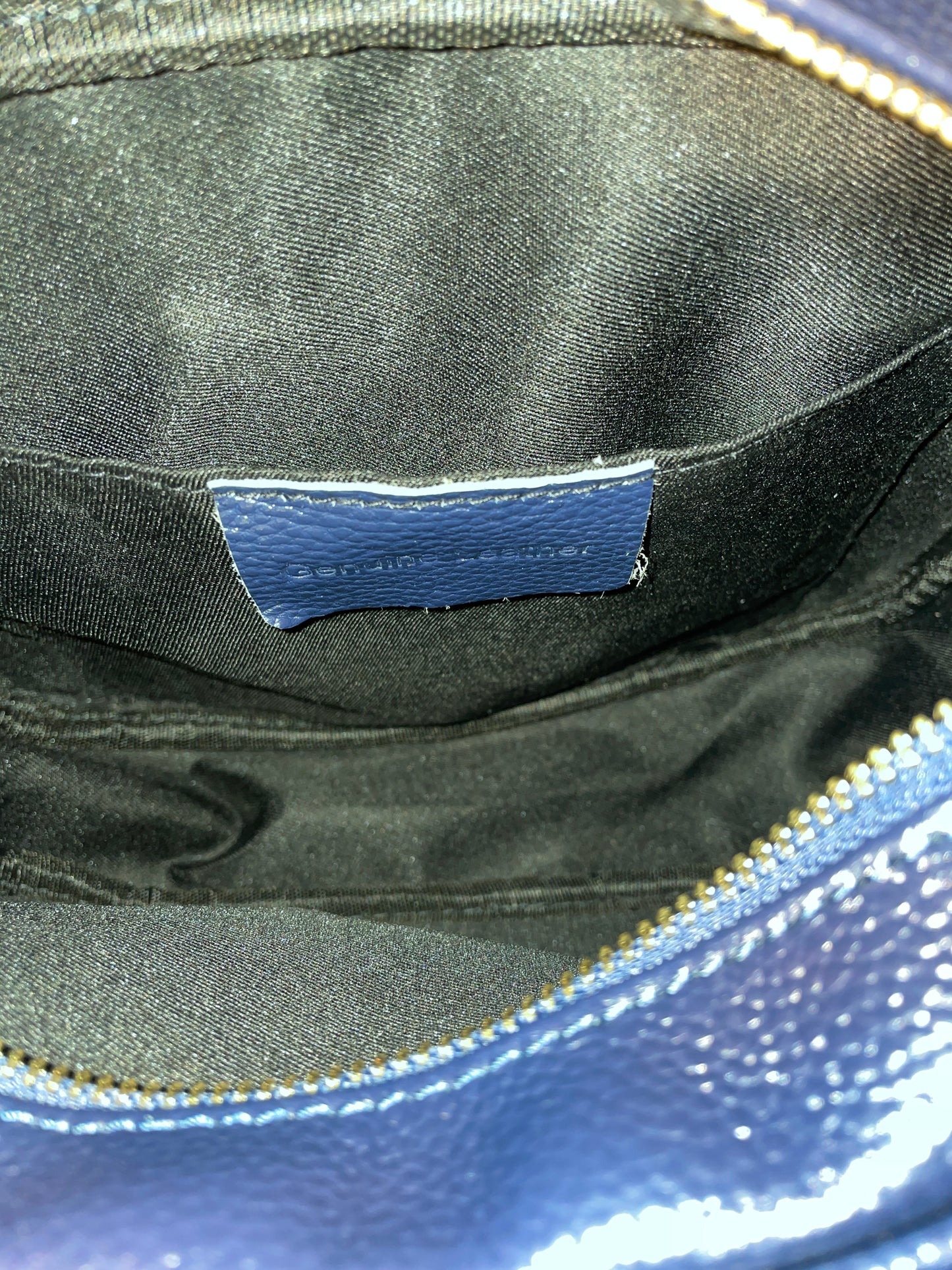 Sac MARINA format caméra cuir grainé - bleu marine