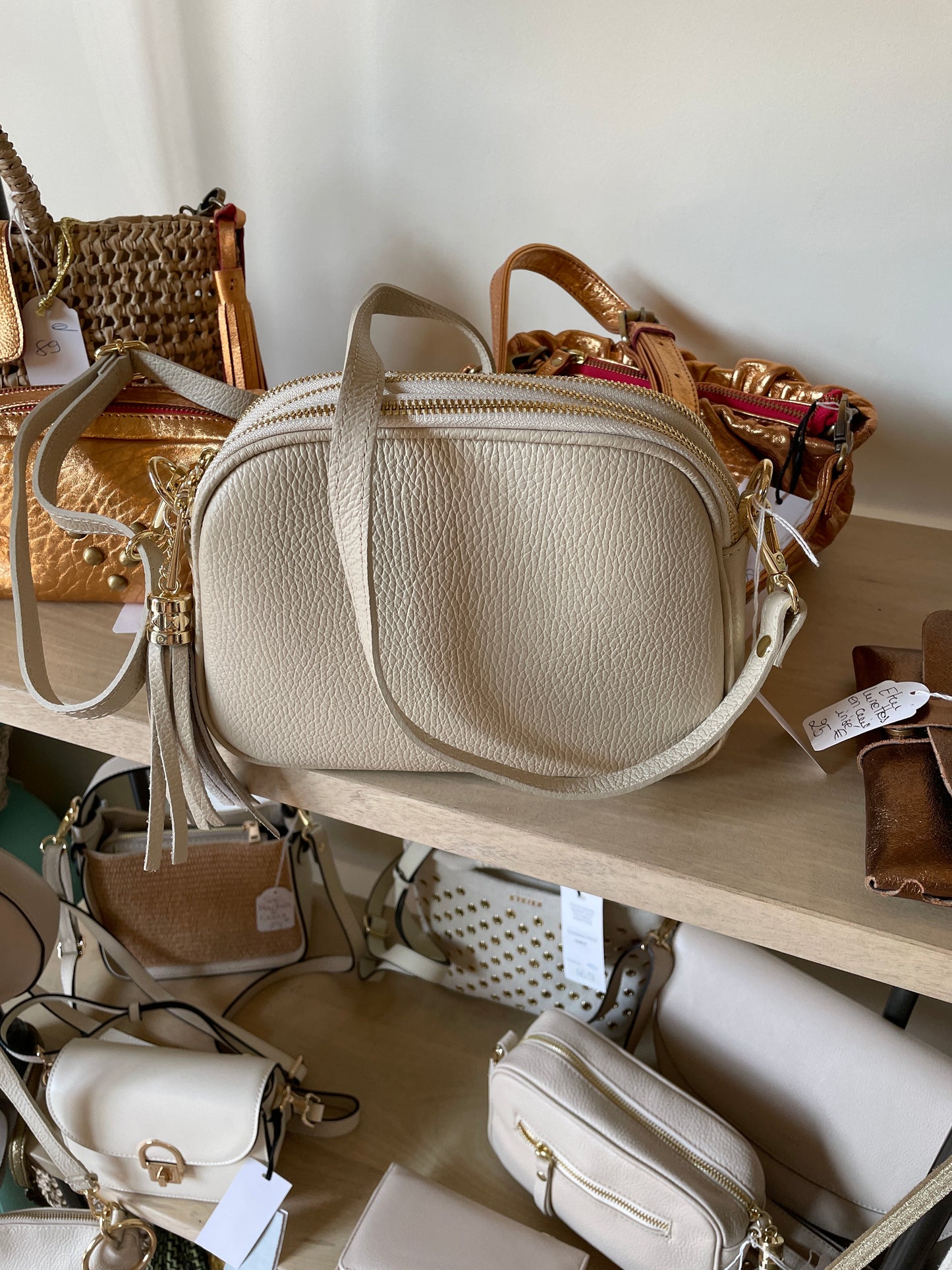 Sac PAMELA  en cuir beige clair