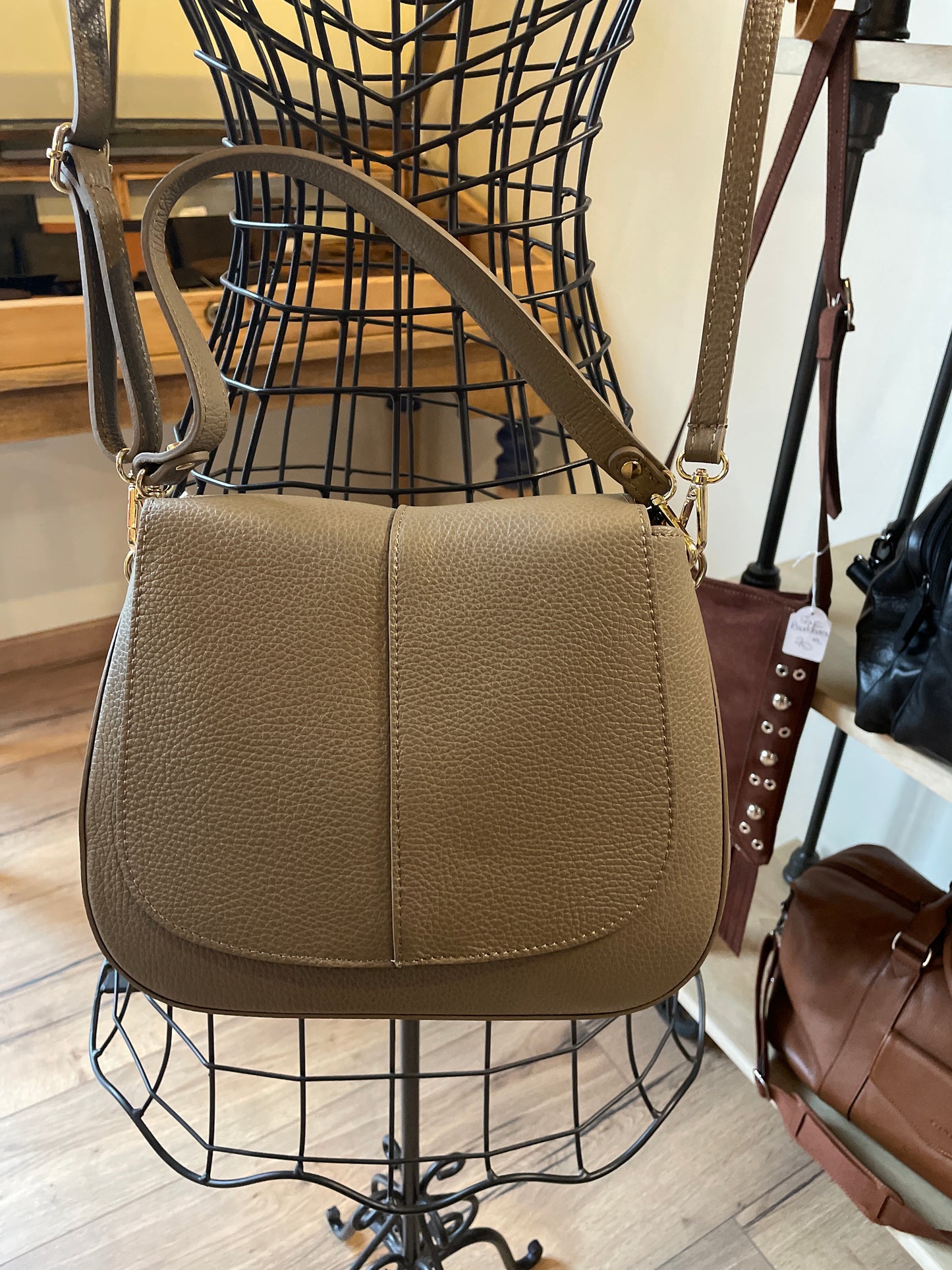 Sac Laura en cuir grainé Taupe