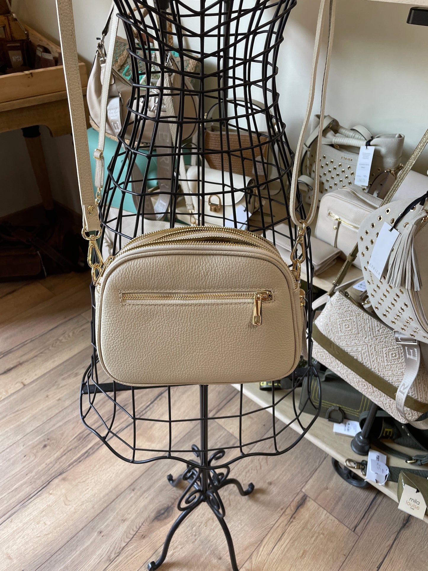 Sac PAMELA  en cuir beige clair