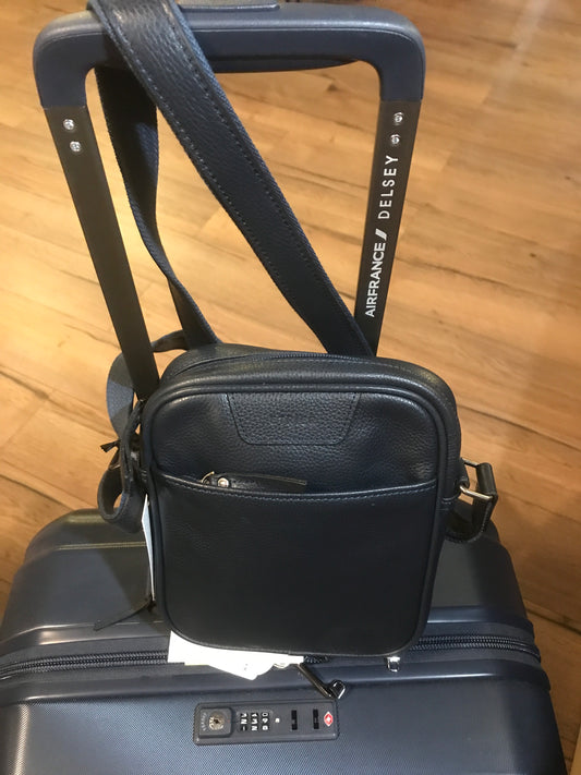 Sac bandoulière en cuir marine Flandres/Etrier