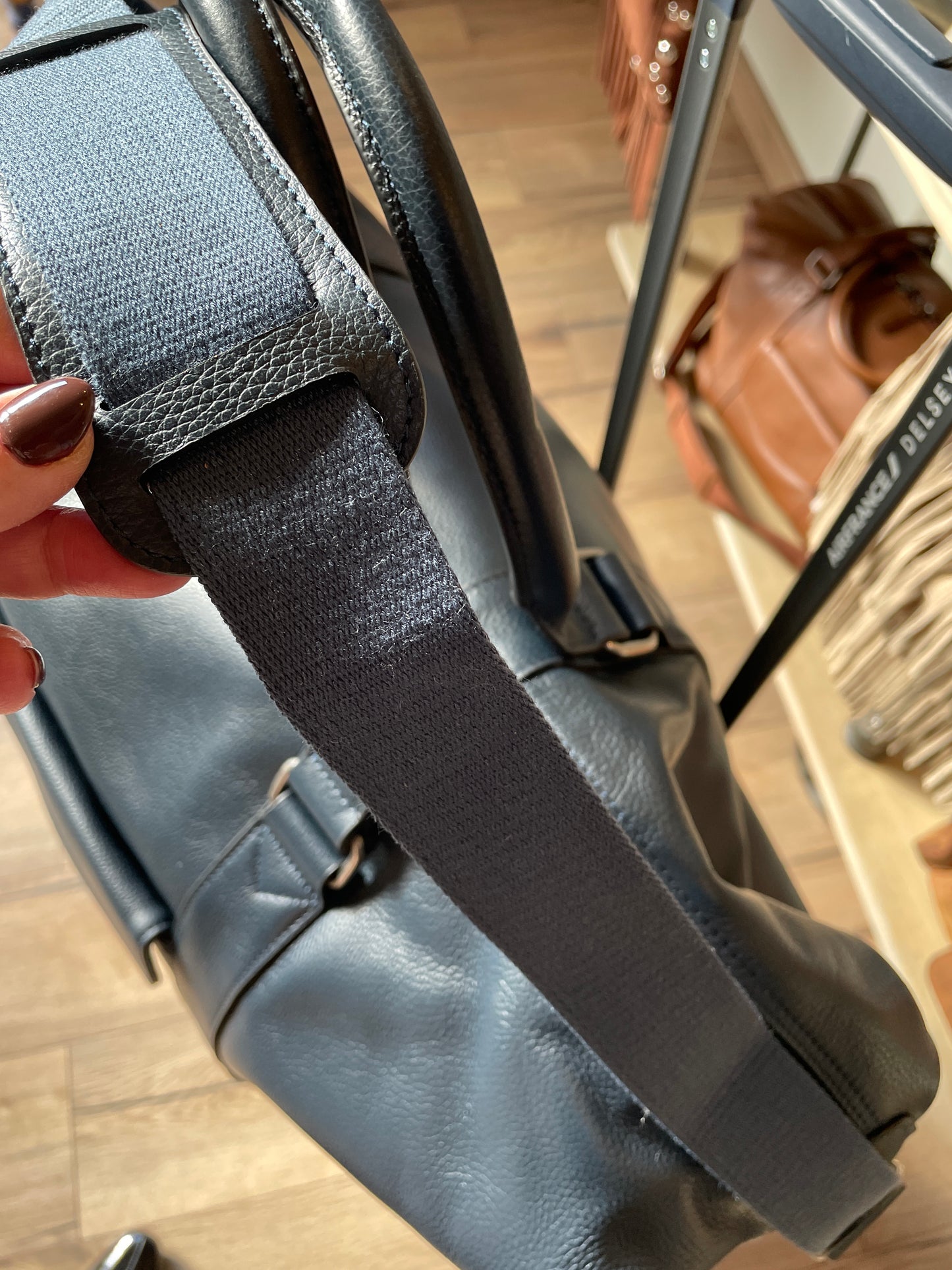 Sac de voyage Flandres en cuir marine - Étrier