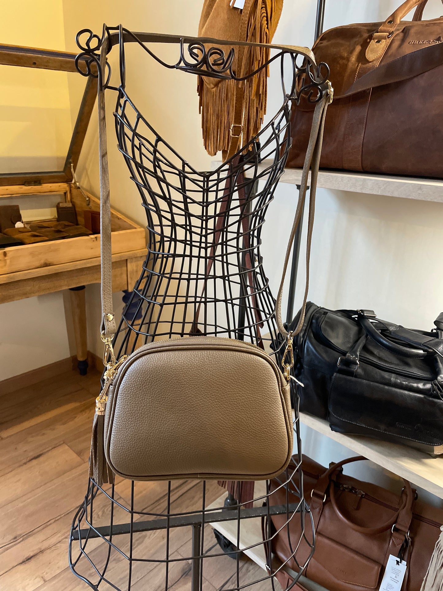 Sac Pamela en cuir grainé Taupe