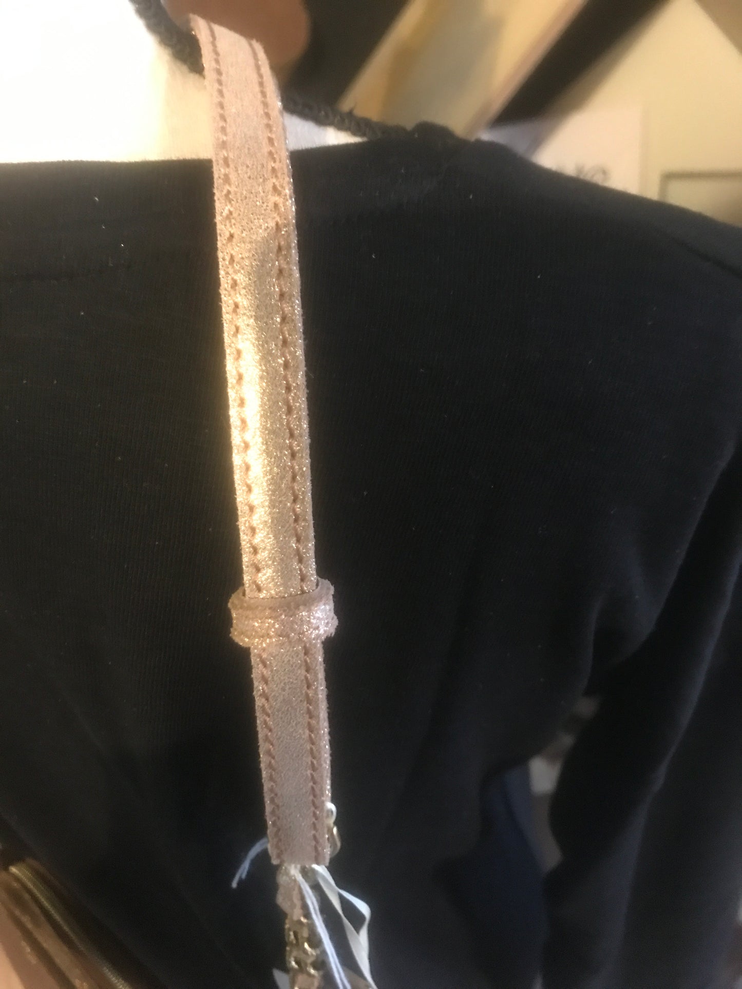 Bandoulière fine STRAP mi-chaine mi-cuir Rose irisé - Mila Louise