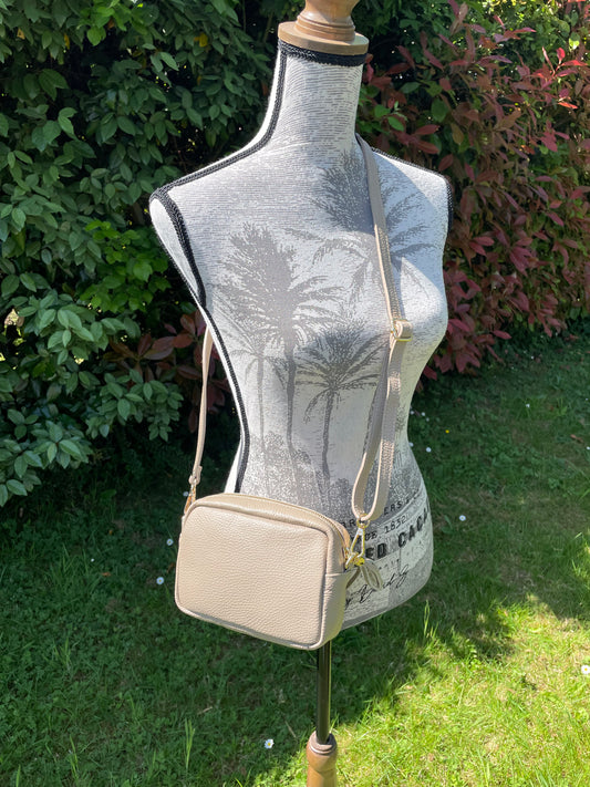 Sac SACHA en cuir grainé taupe