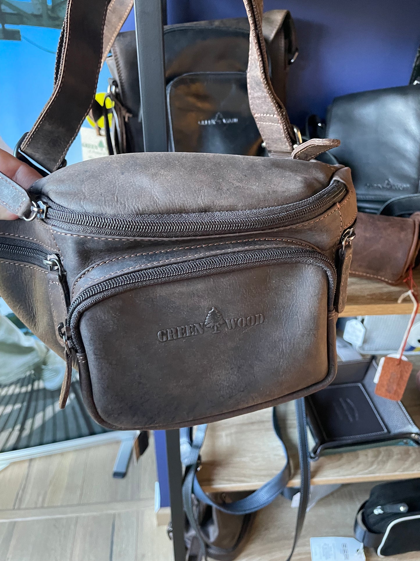 Sac banane Julien en cuir au look vintage brun (mixte)