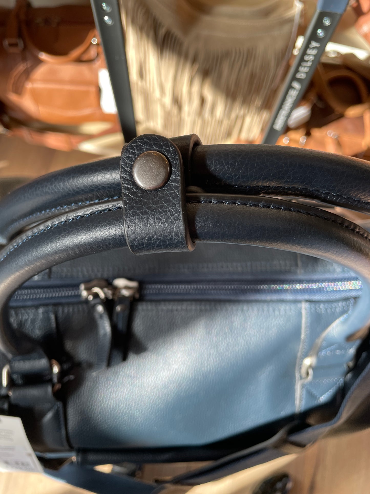 Sac de voyage Flandres en cuir marine - Étrier