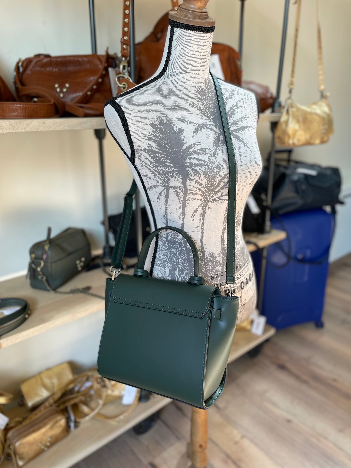 Sac Diana en cuir vert bouteille