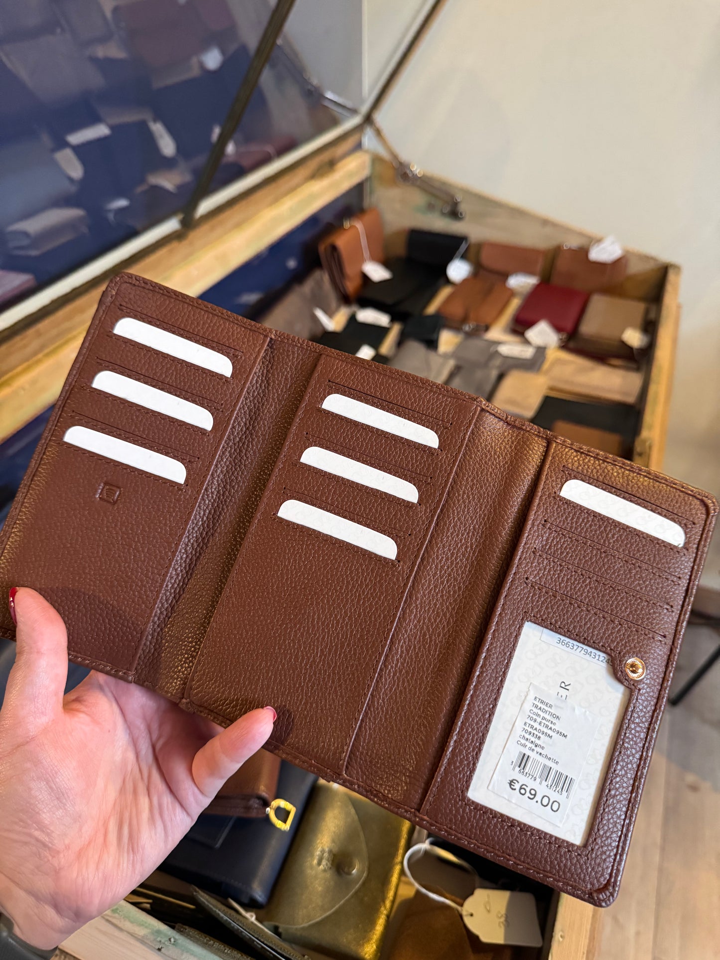 Portefeuille M Tradition cuir coloris châtaigne