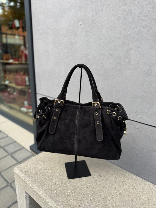Sac Carla en cuir suédé coloris noir