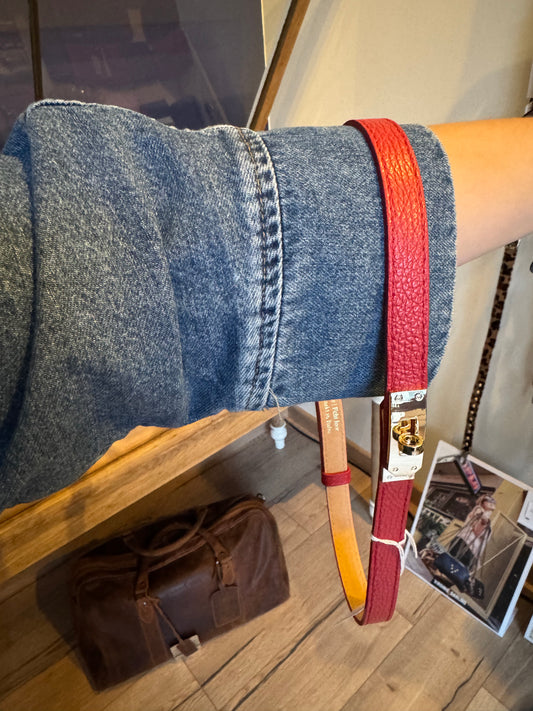 Ceinture Hanna en cuir grainé rouge