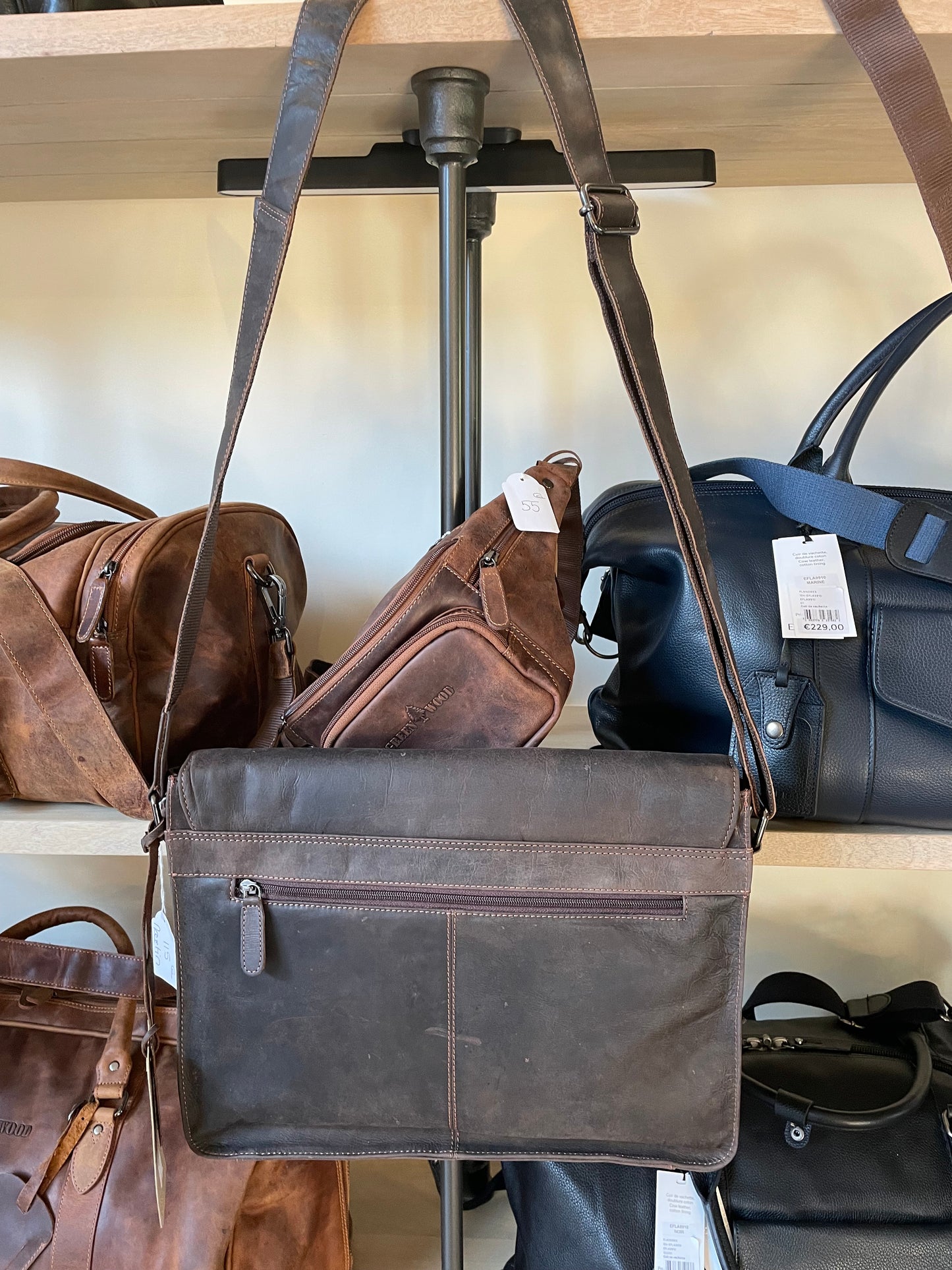 Sac à bandoulière Martin en cuir vintage brun