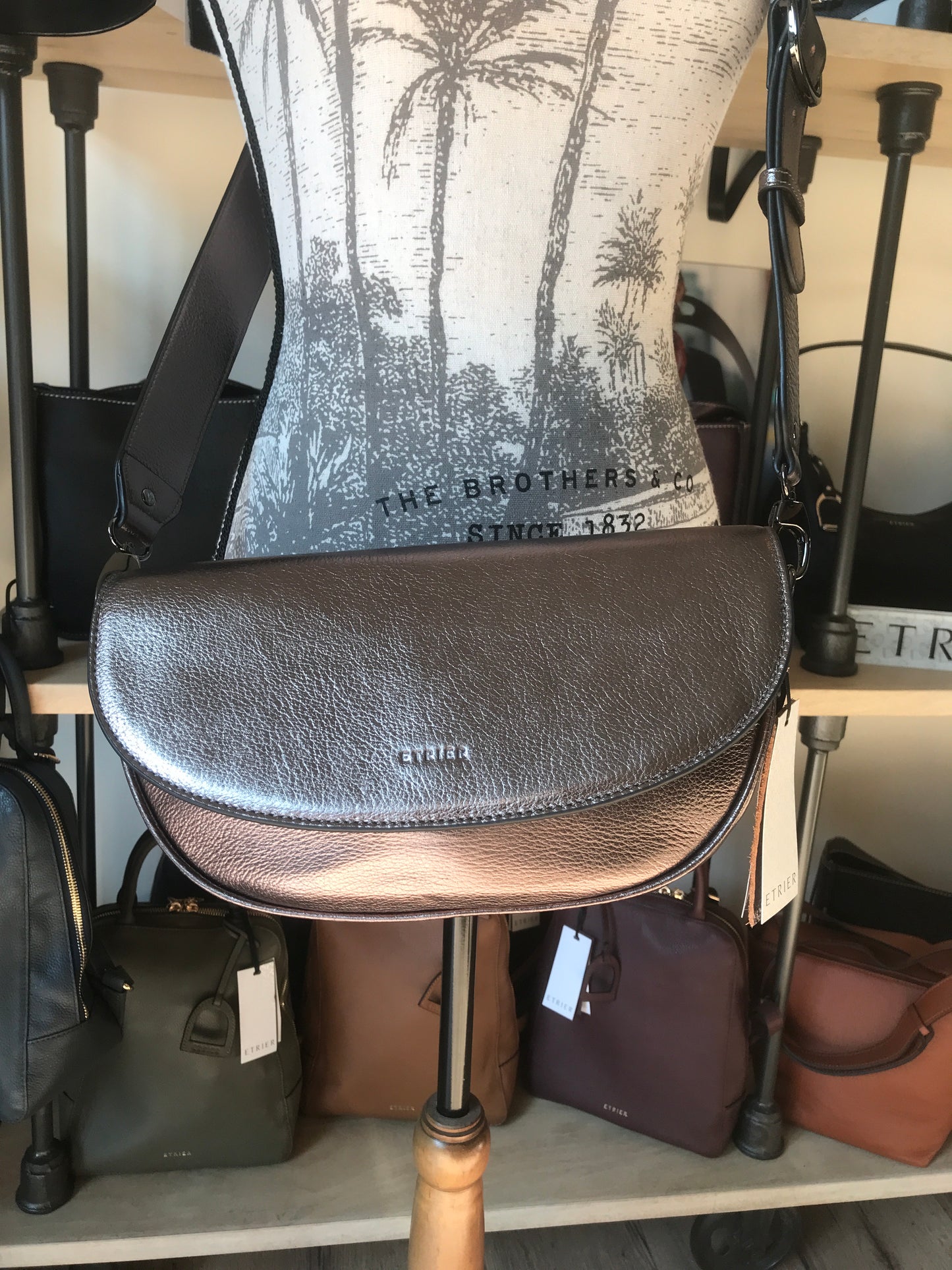 Sac bandoulière ligne Émeraude bronze irisé - Étrier -