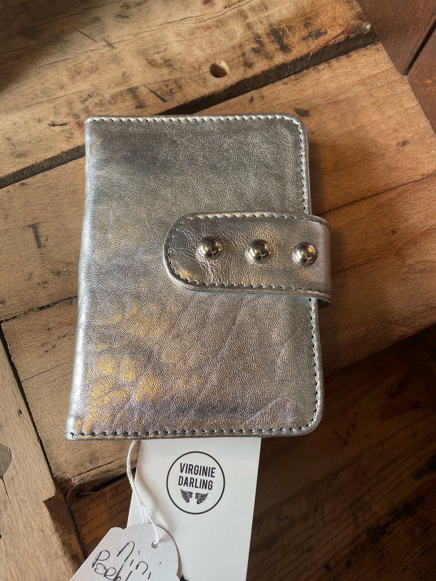 Mini portefeuille Rock cuir argenté - Virginie Darling