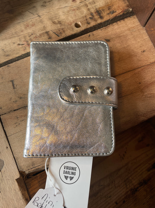Mini portefeuille Rock cuir argenté - Virginie Darling