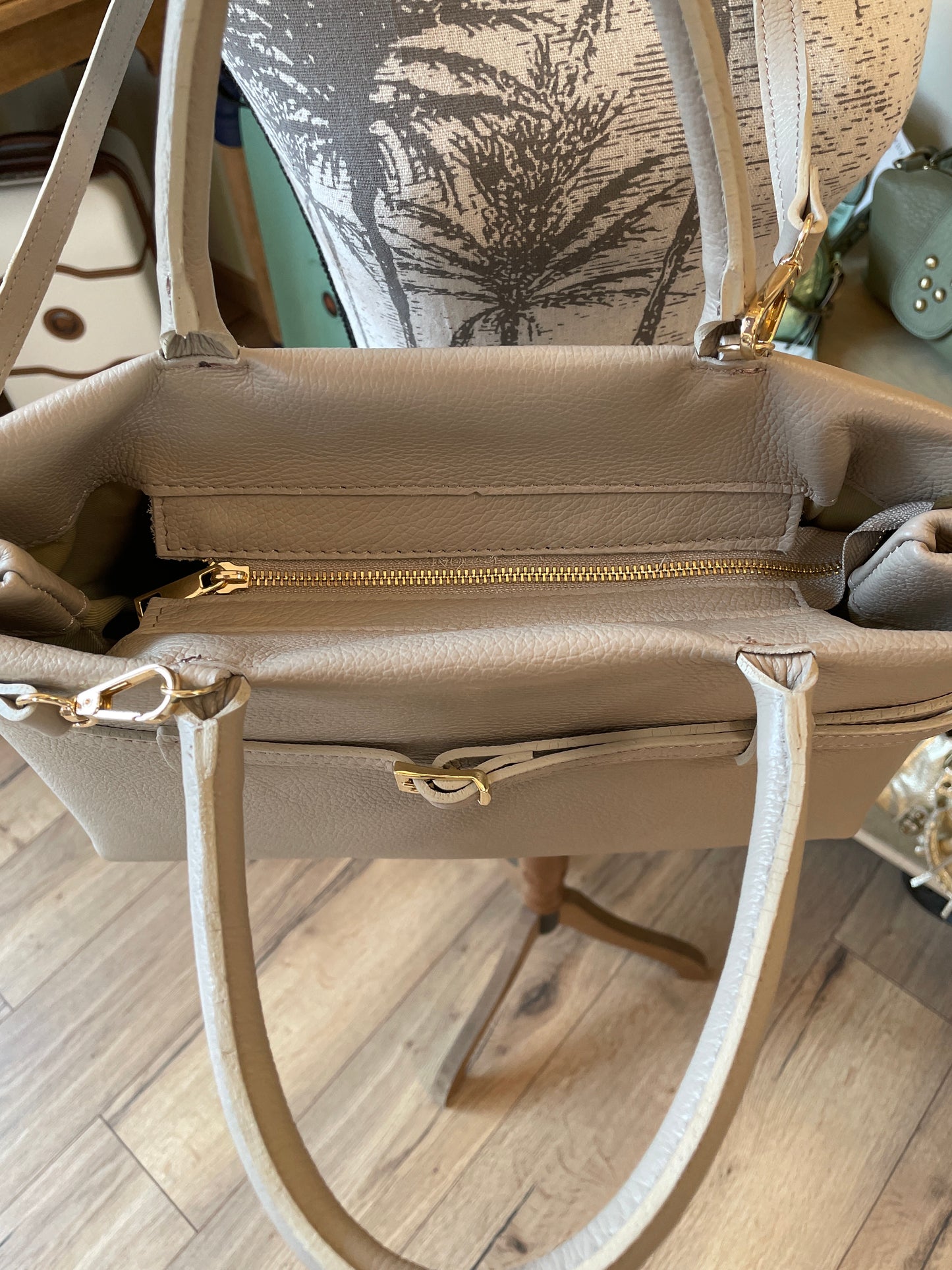 Sac Catherine en cuir beige