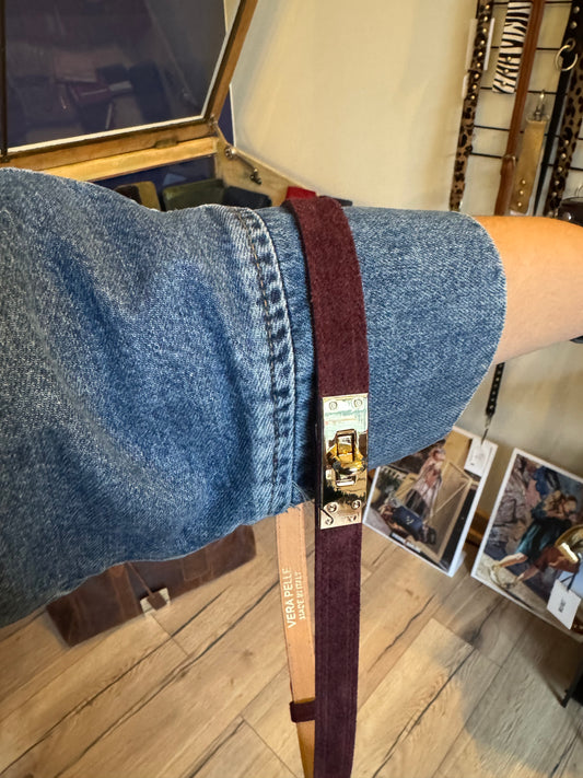 Ceinture Hanna en cuir suédé coloris bordeaux