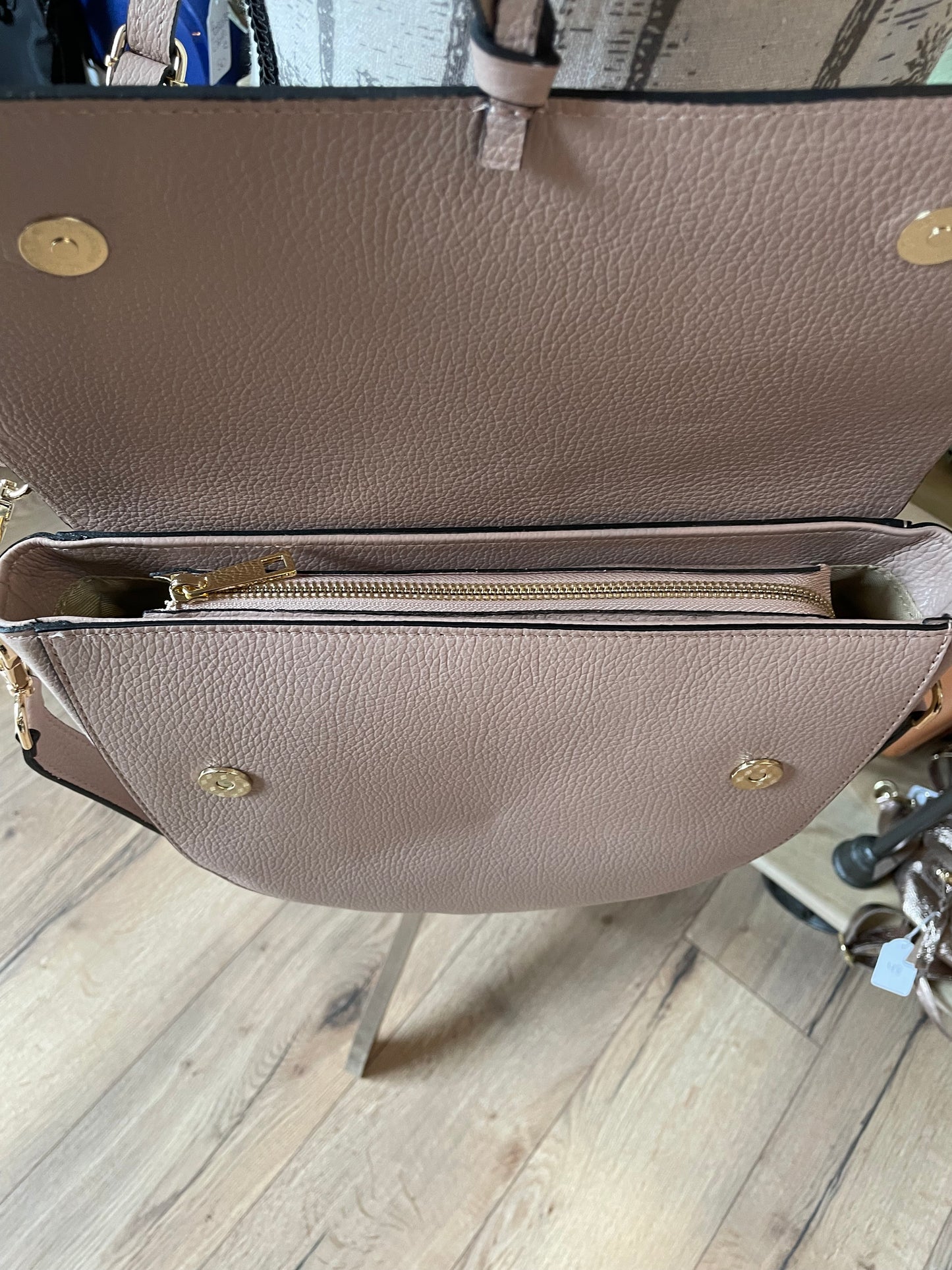 Sac Sylvie en cuir grainé - nude - SOLDÉ - 20%