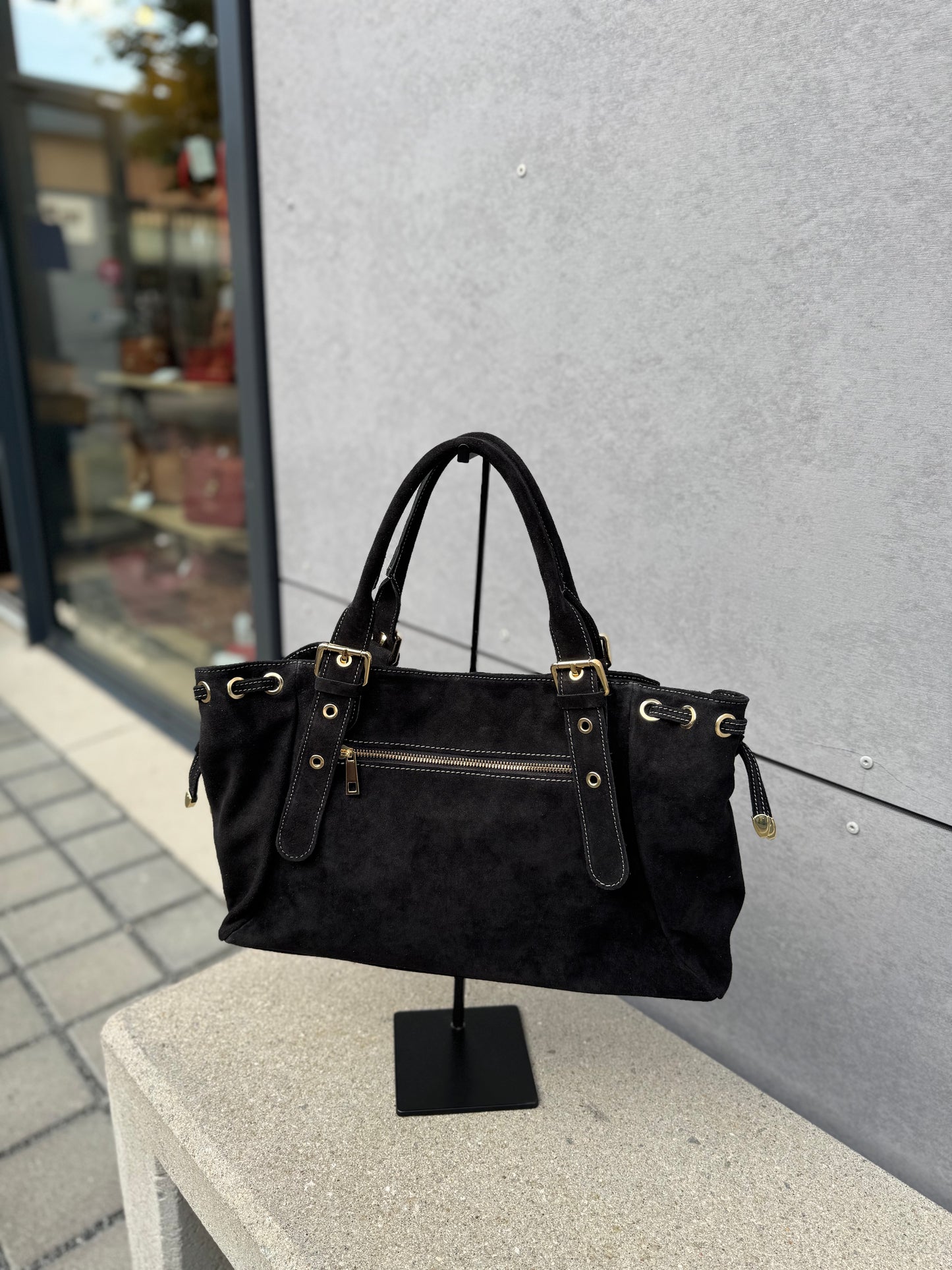 Sac Carla en cuir suédé coloris noir