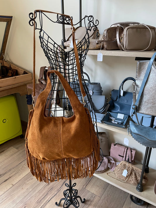 Sac Giulia en cuir suédé (coloris cognac)